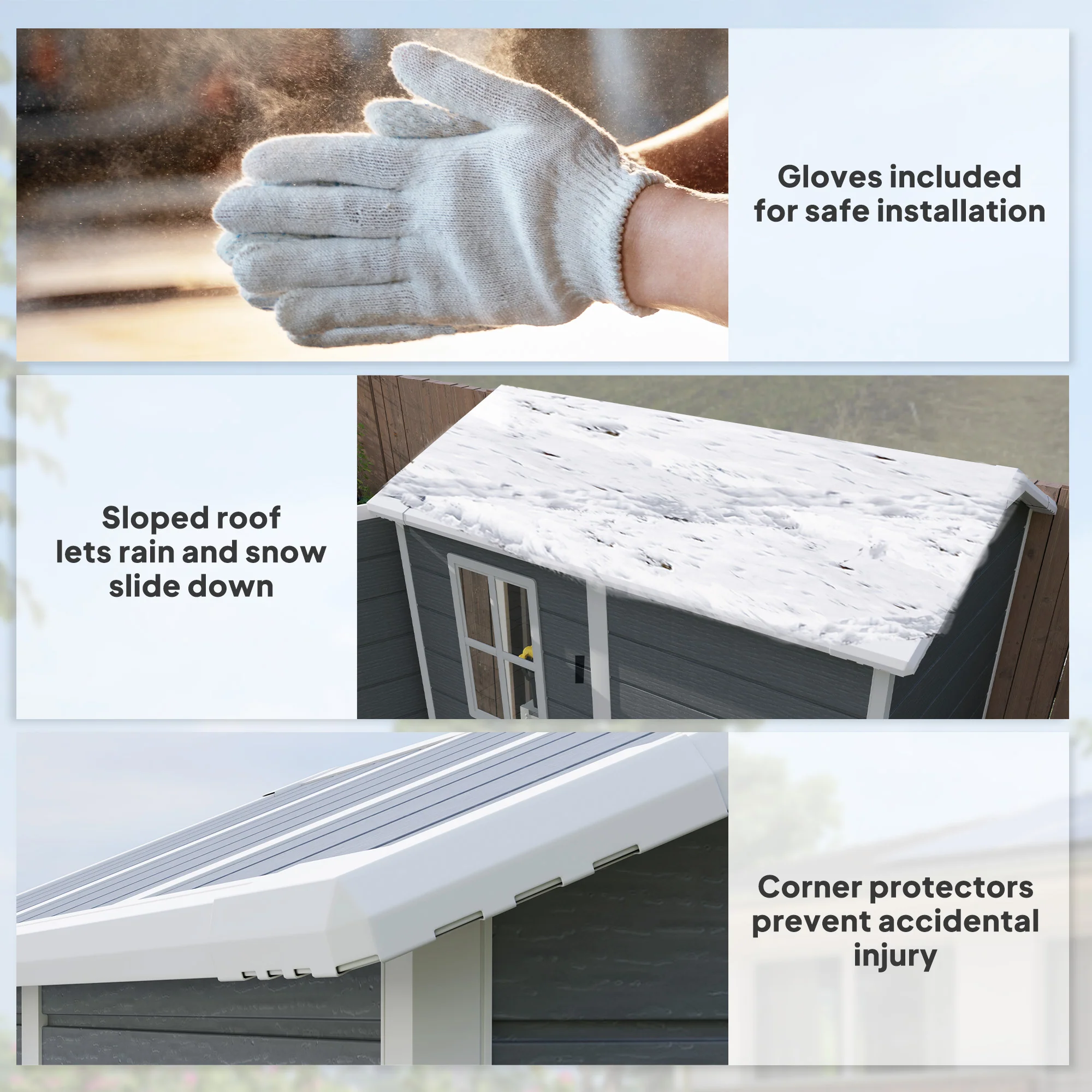 4 x 6ft Plastic Tool Shed with Floor, Window, Vents & Lockable Door for Garden, Patio, Grey - Image 10