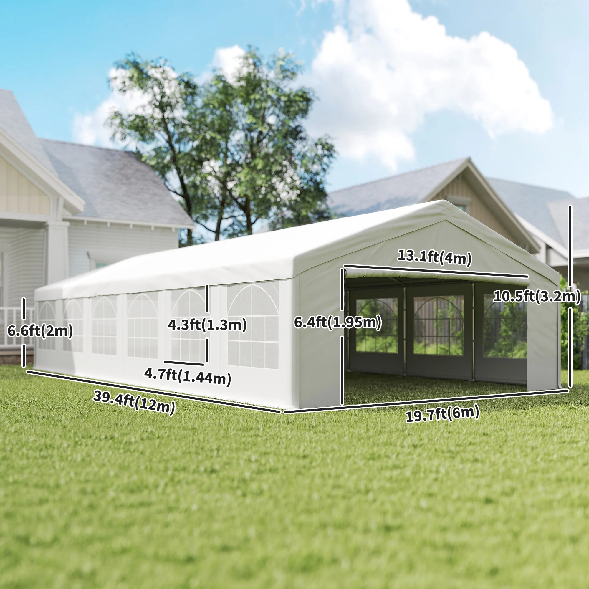 40' x 20' Large Party Tent with Removable Sidewalls, White - Image 5