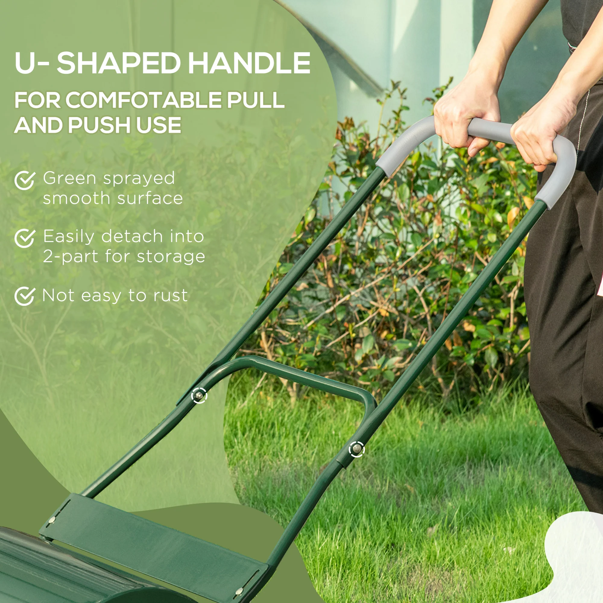40L Lawn Roller with Rubber Handle Water/Sand Filled ¦µ32cm, for Garden, Yard, Green - Image 7