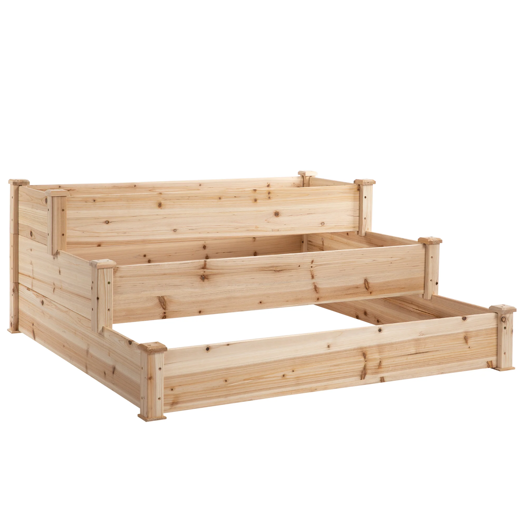 49" x 49" x 22" 3-Tier Wooden Raised Garden Bed Planter, Natural - Image 9