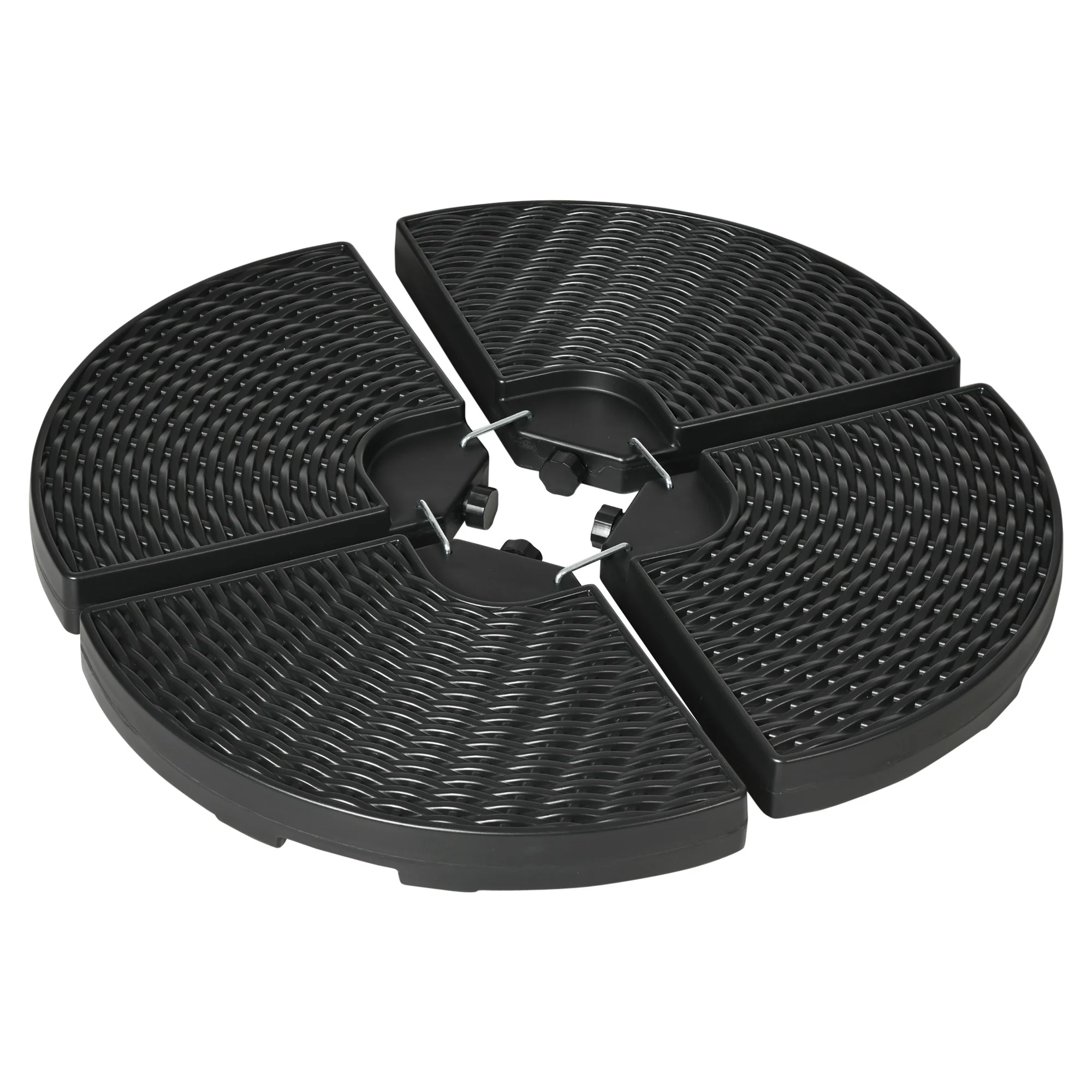 4PCs Parasol Weights for Parasol, Wicker Effect HDPE Water and Sand Filled, Black - Image 12
