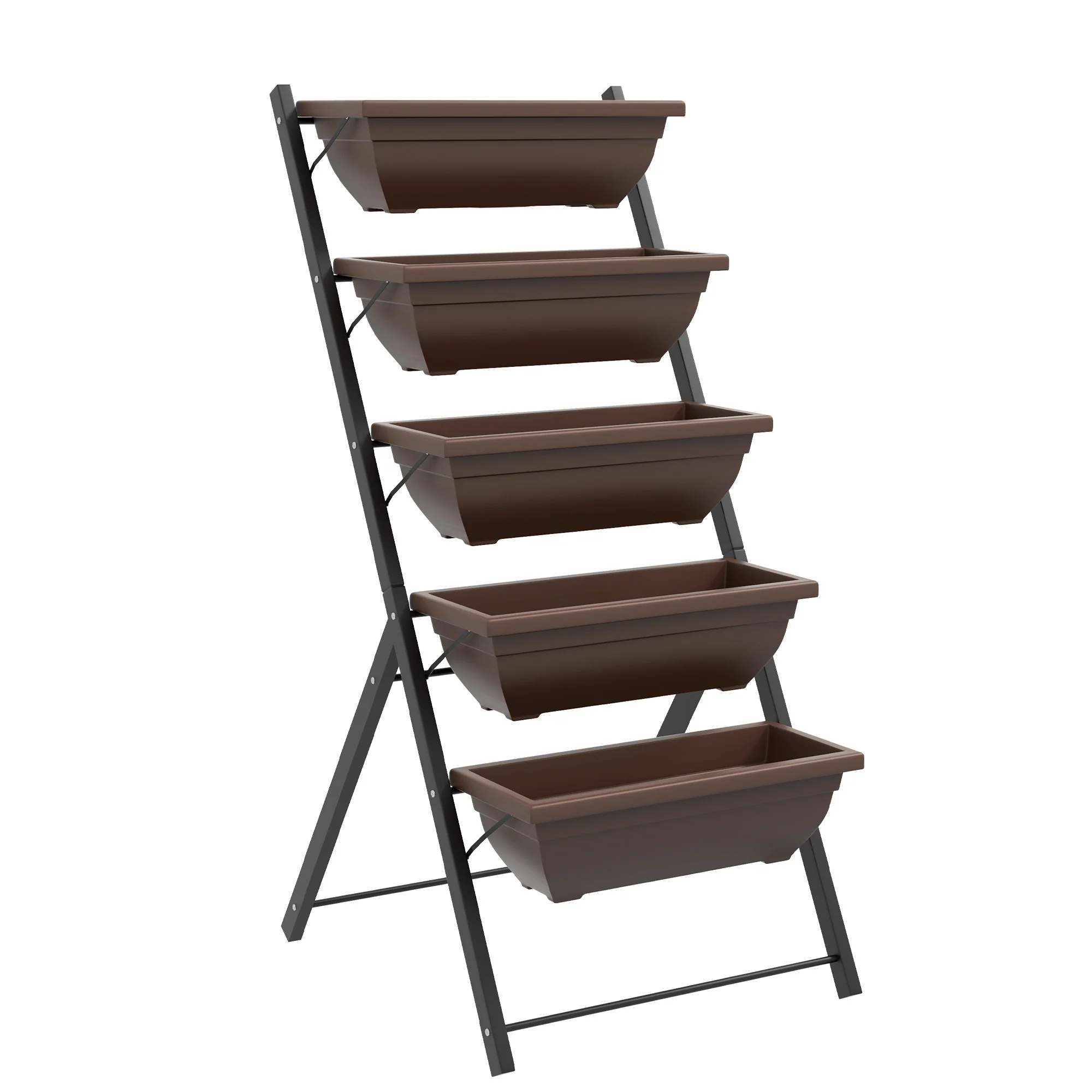5-Tier Raised Garden Bed with 5 Planter Boxes, Brown - Image 2