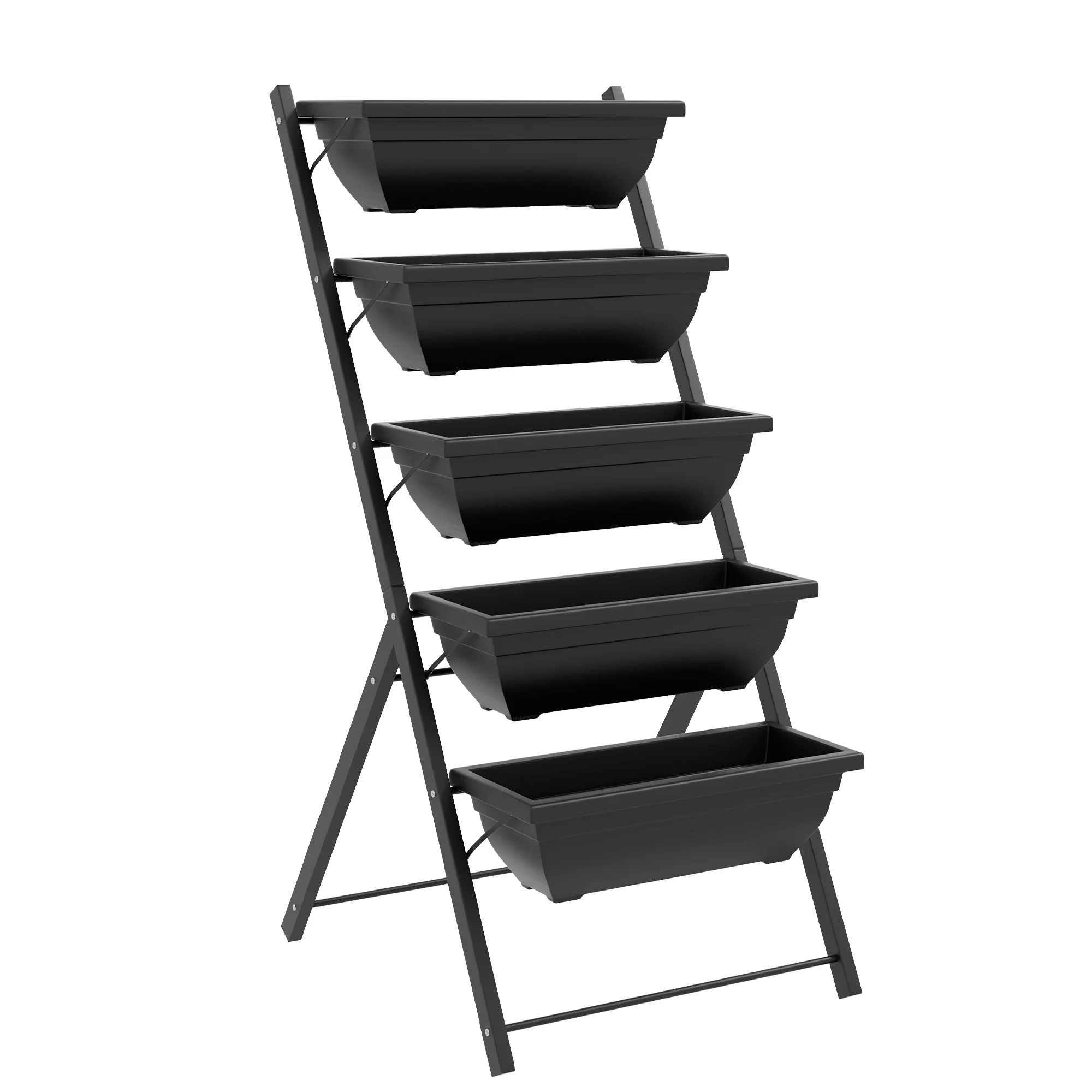 5-Tier Raised Garden Bed with 5 Planter Boxes, Black - Image 12