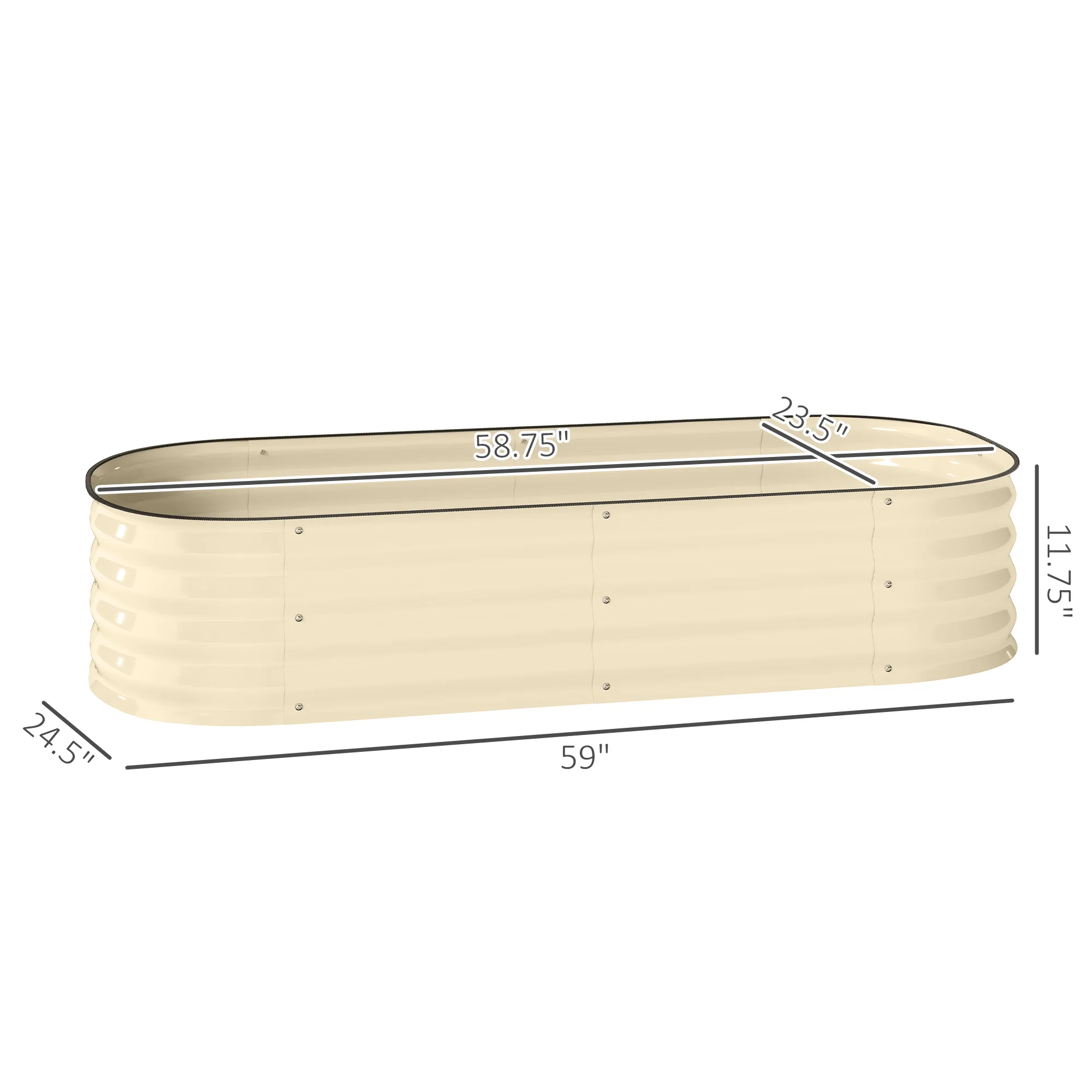 5' x 2' x 1' Galvanized Raised Garden Bed Kit, Outdoor Metal Elevated Planter Box with Safety Edging, Easy DIY Stock Tank for Growing Flowers, Herbs & Vegetables, Cream - Image 5