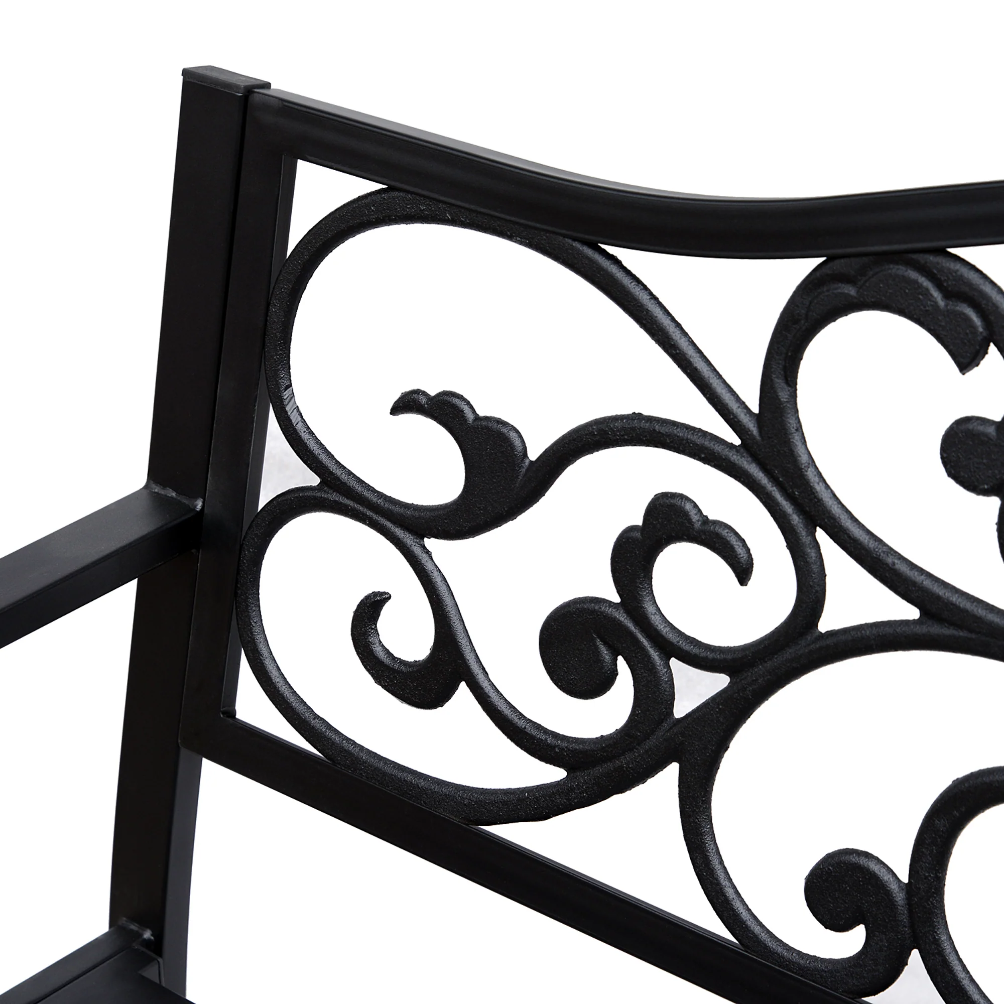 Garden Bench Outdoor Loveseat with Floral Pattern Cast Metal, 50" x 23.6" x 35", Black - Image 9
