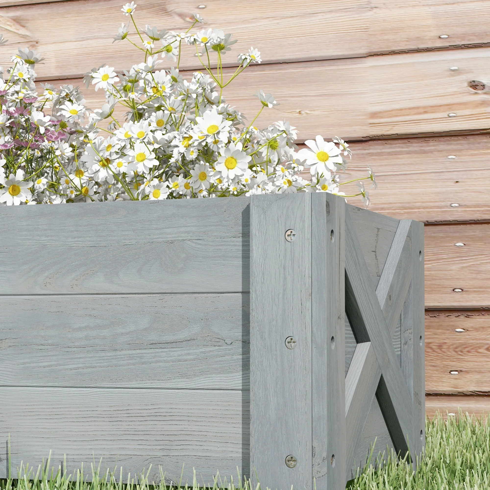 58L Garden Raised Bed Planter Grow Containers for Outdoor Patio Plant Flower Vegetable Pot Fir Wood, 100 x 36.5 x 36 cm, Grey - Image 10