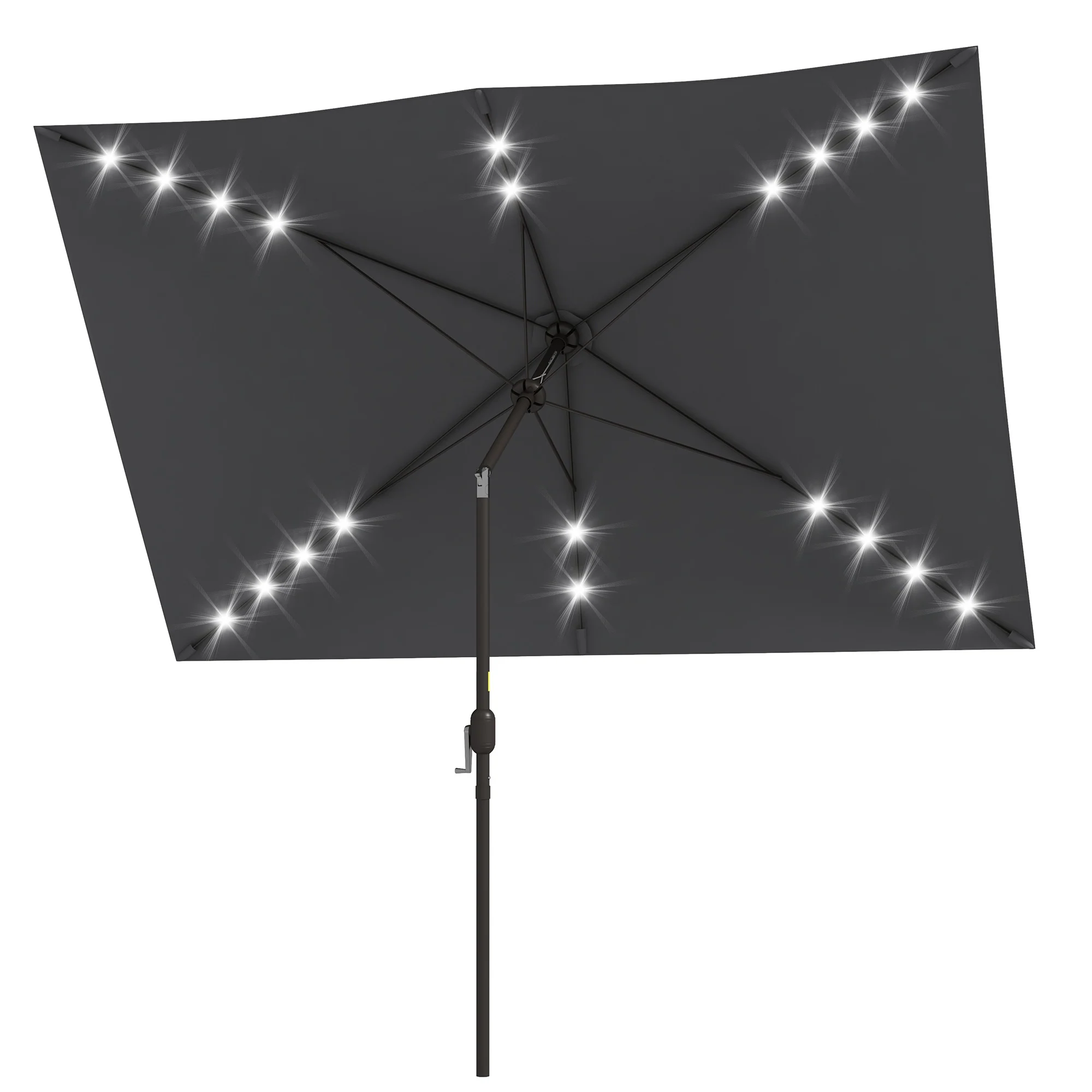 6.5' x 10' Solar Rectangle Market Umbrella with LEDs, Dark Grey