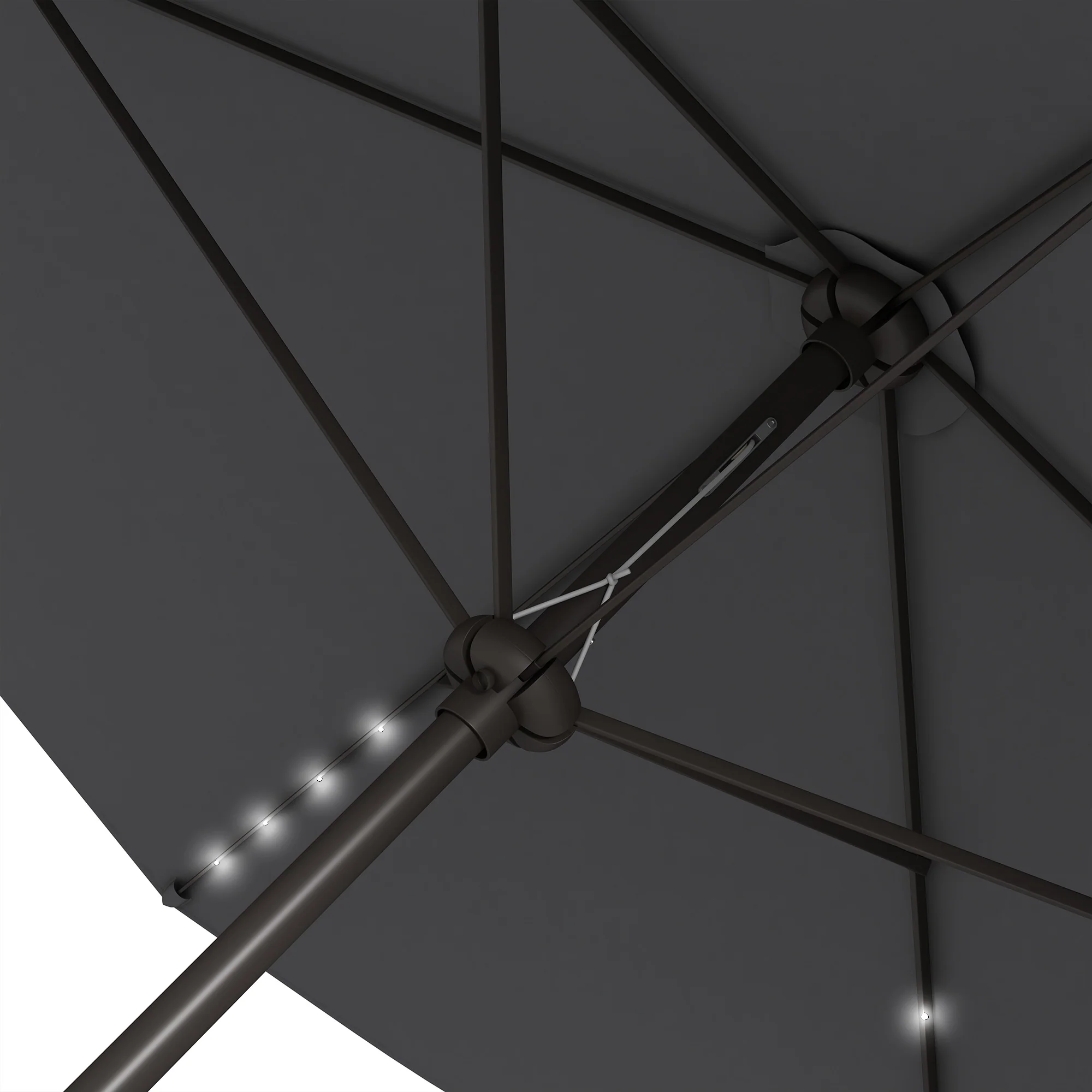 6.5' x 10' Solar Rectangle Market Umbrella with LEDs, Dark Grey - Image 11