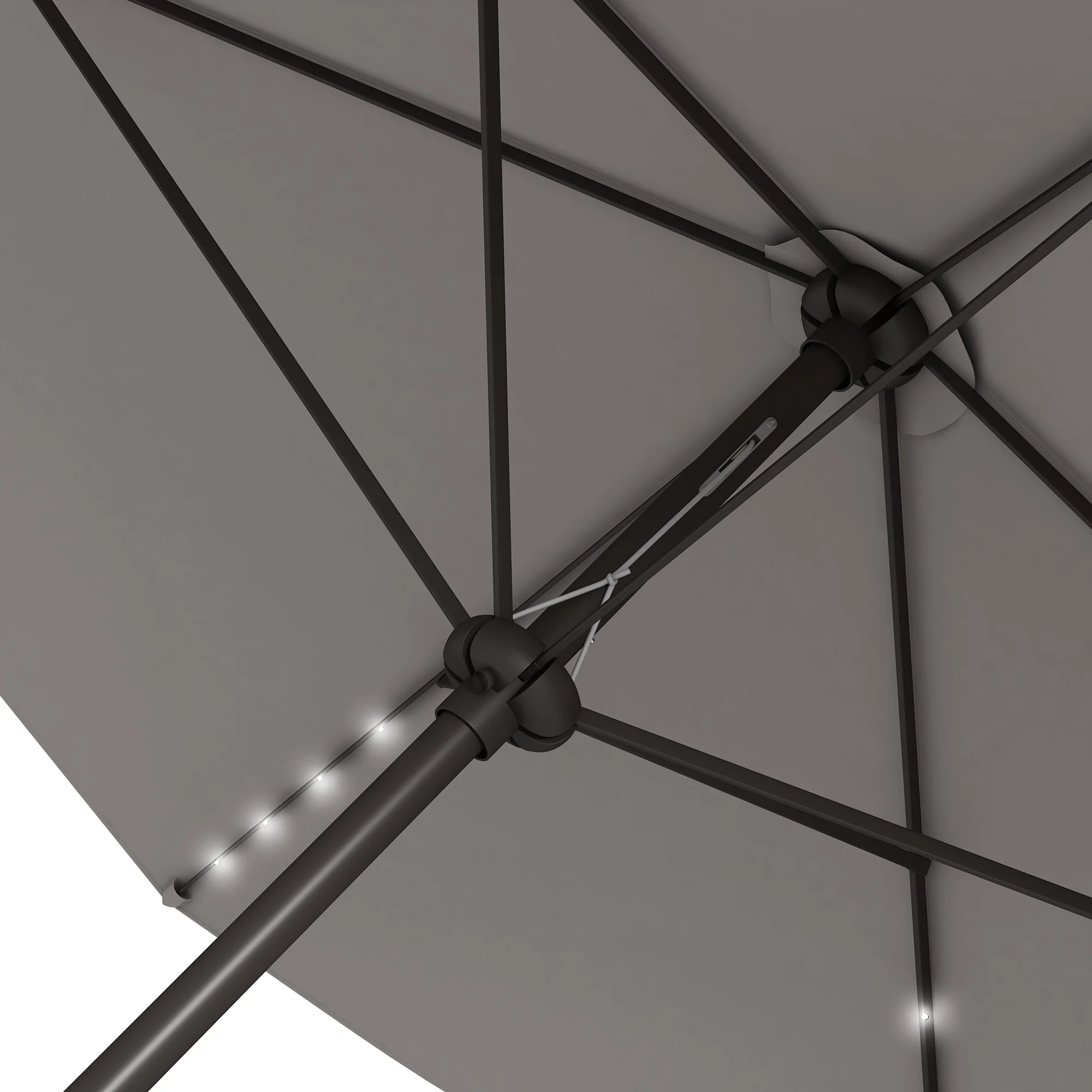 6.5' x 10' Solar Rectangle Market Umbrella with LEDs, Light Grey - Image 11