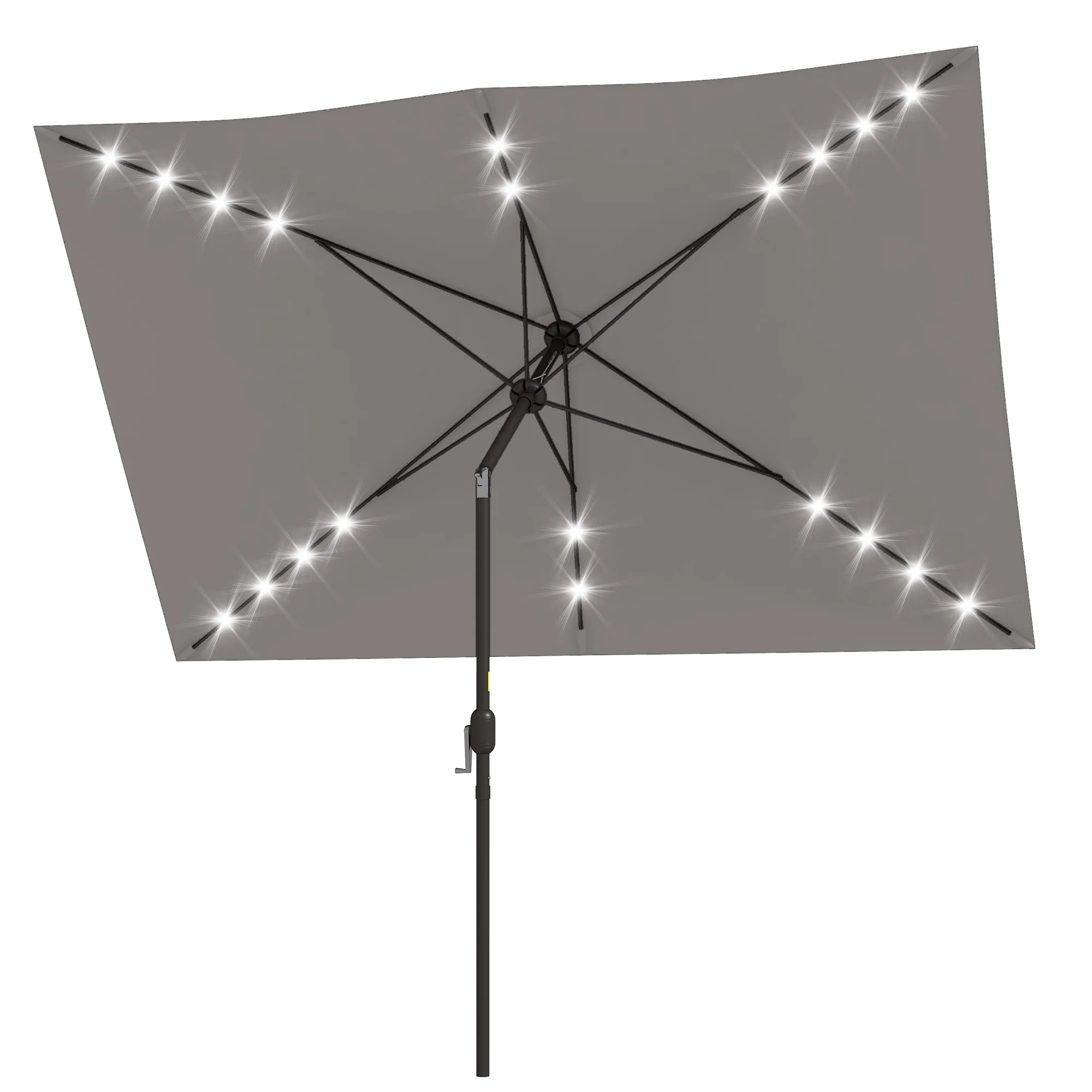 6.5' x 10' Solar Rectangle Market Umbrella with LEDs, Light Grey - Image 12