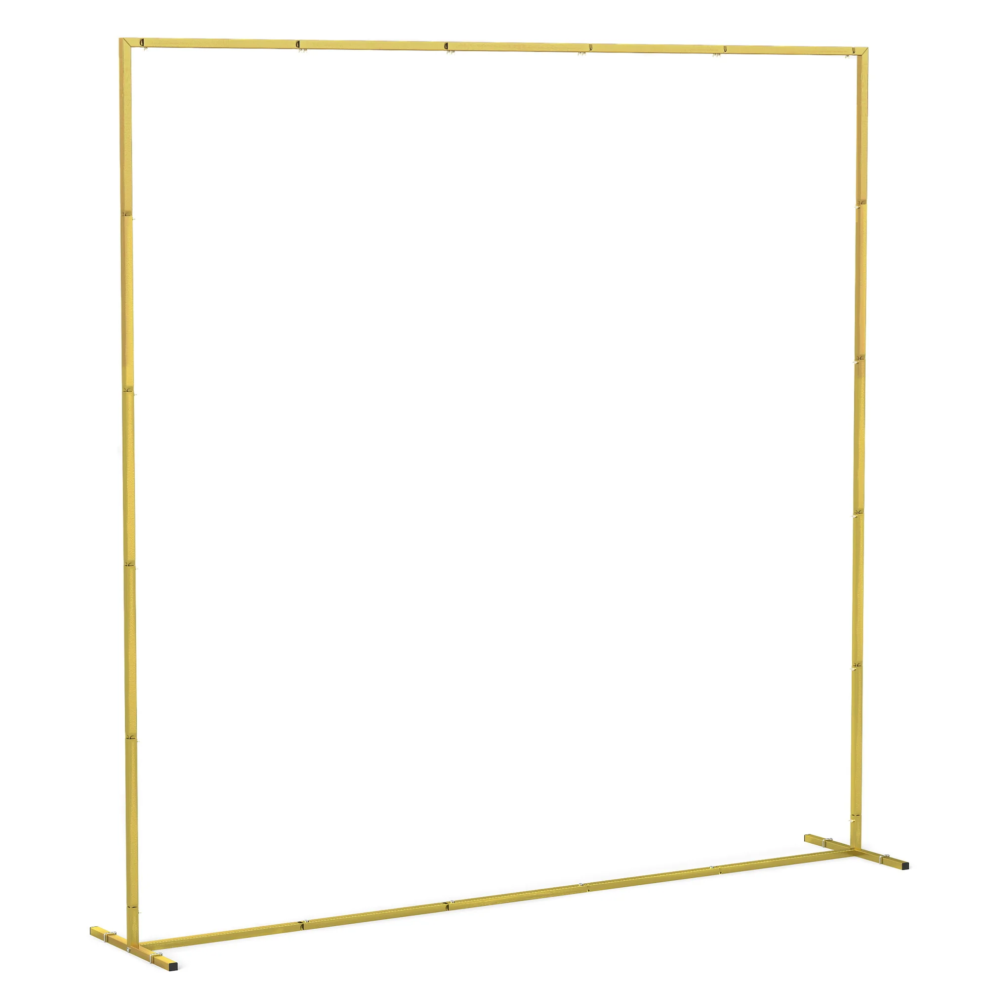 Wedding Arch Backdrop Stand, Square Wedding Arch with U-shaped Stakes, 6.6 FT Gold Metal Arch Frame - Image 12