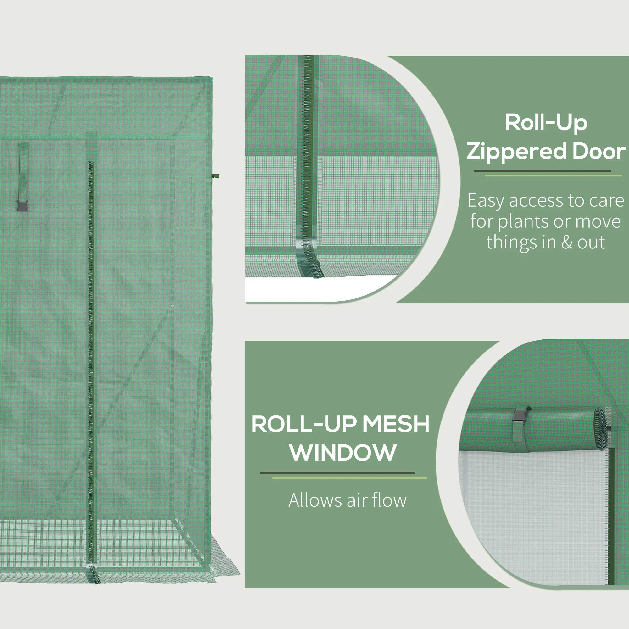 6.6' x 2.5' x 5.5' Patio Hot House, Walk-in Garden Greenhouse with Steel Frame, Door, Window for Balcony, Patio, Green - Image 7