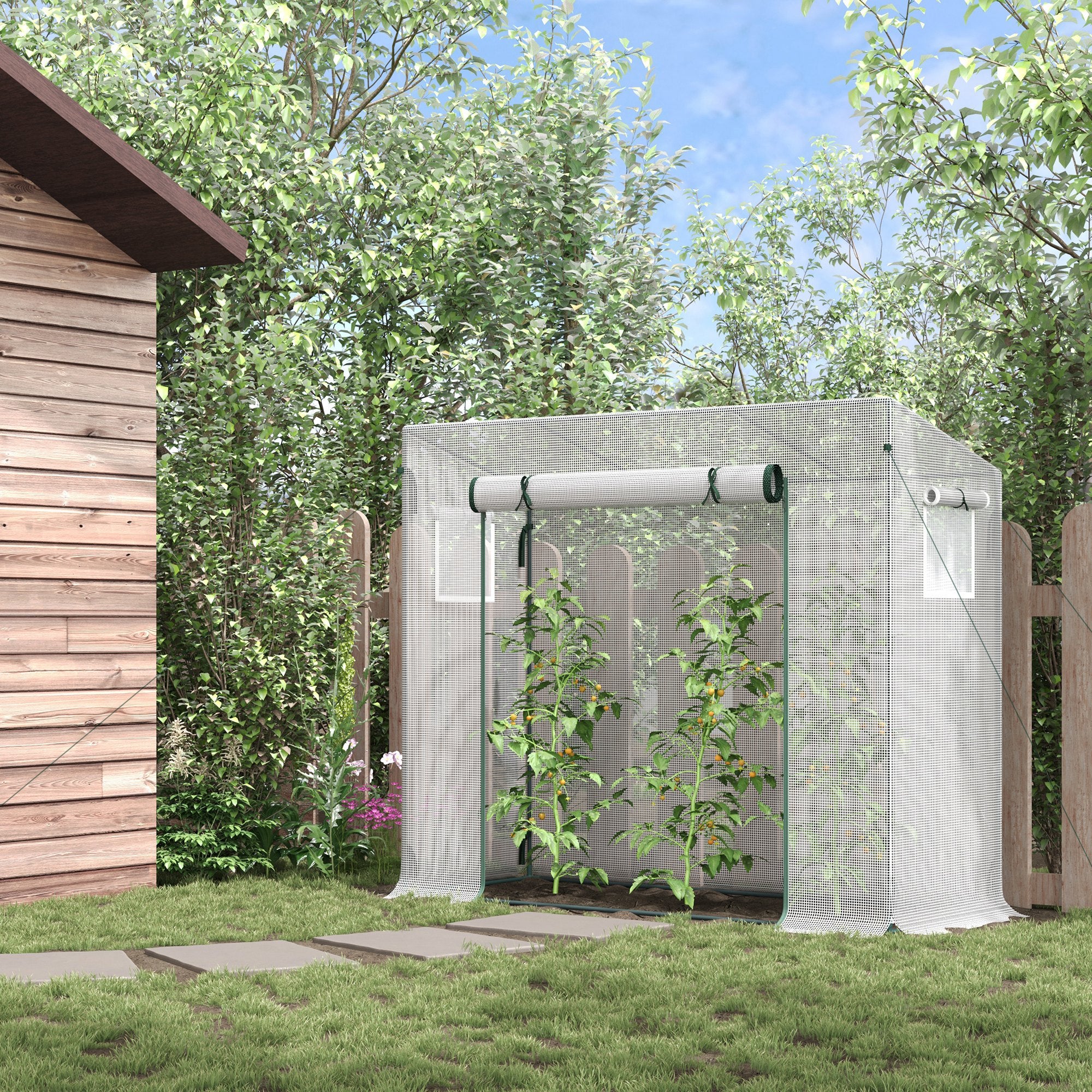 6.6' x 2.5' x 5.5' Patio Hot House, Walk-in Garden Greenhouse with Steel Frame, Door, Window for Balcony, Patio, White - Image 3