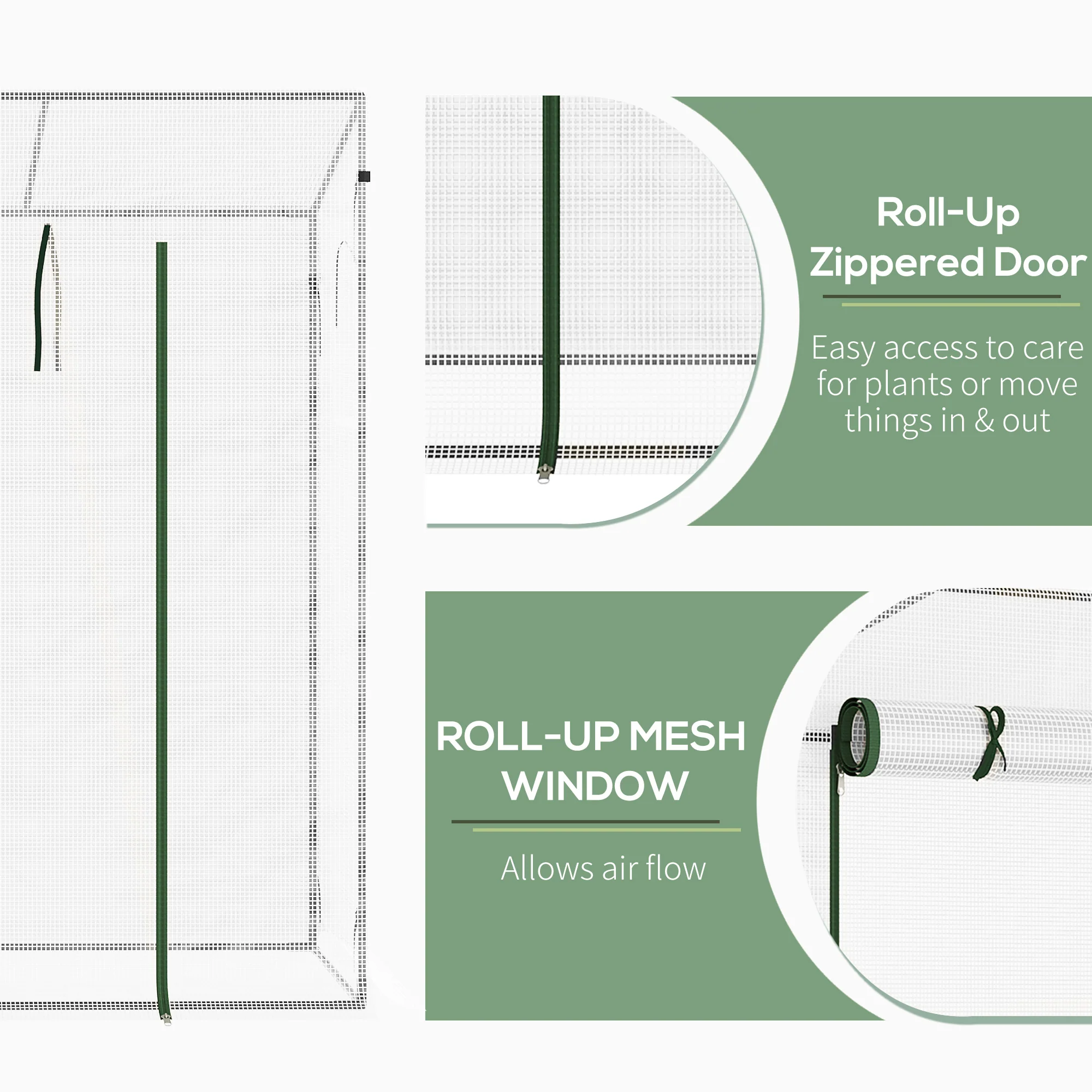 6.6' x 2.5' x 5.5' Patio Hot House, Walk-in Garden Greenhouse with Steel Frame, Door, Window for Balcony, Patio, White - Image 7