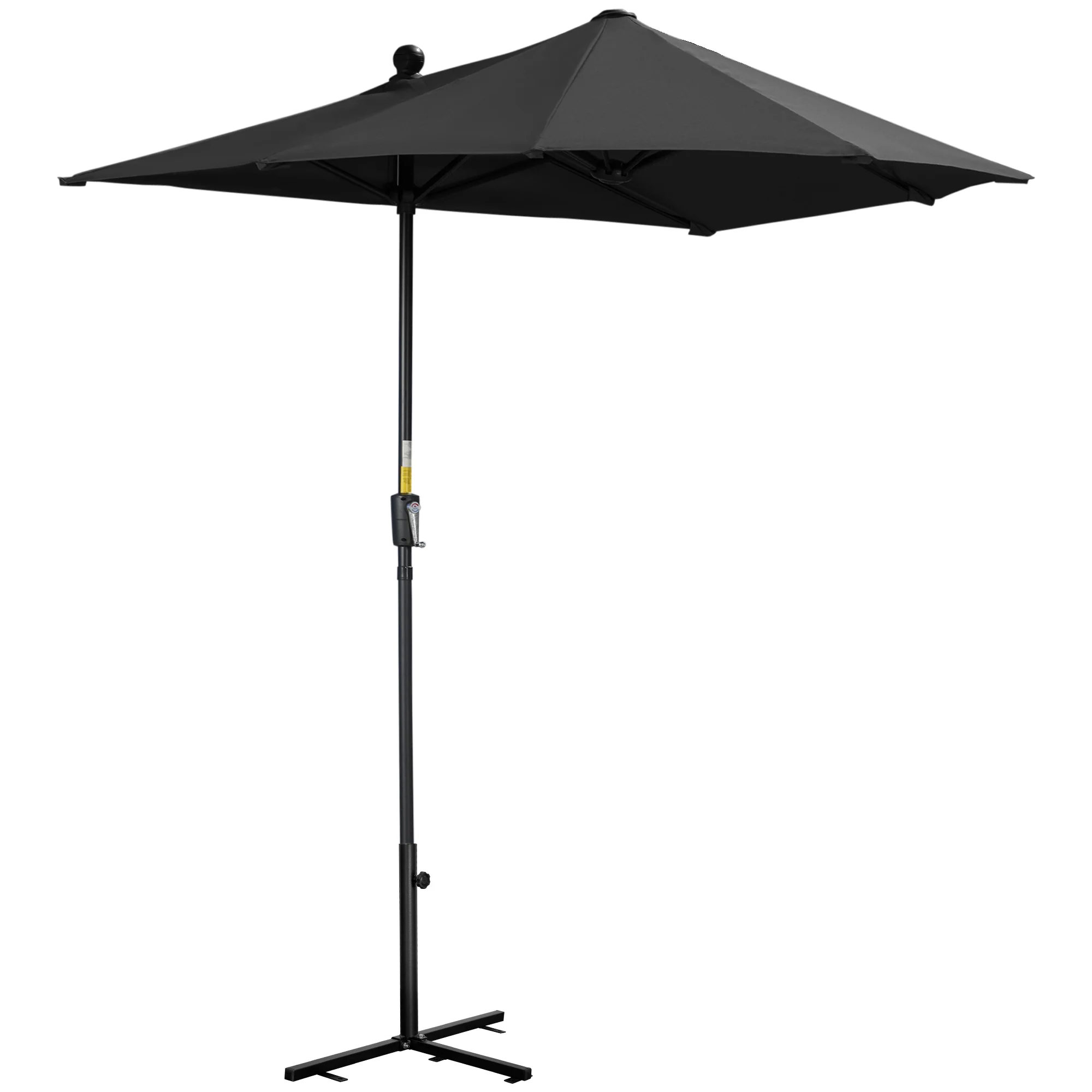 6.6'x6' Double-Sided Market Umbrella with Crank Handle & Cross Base, Black