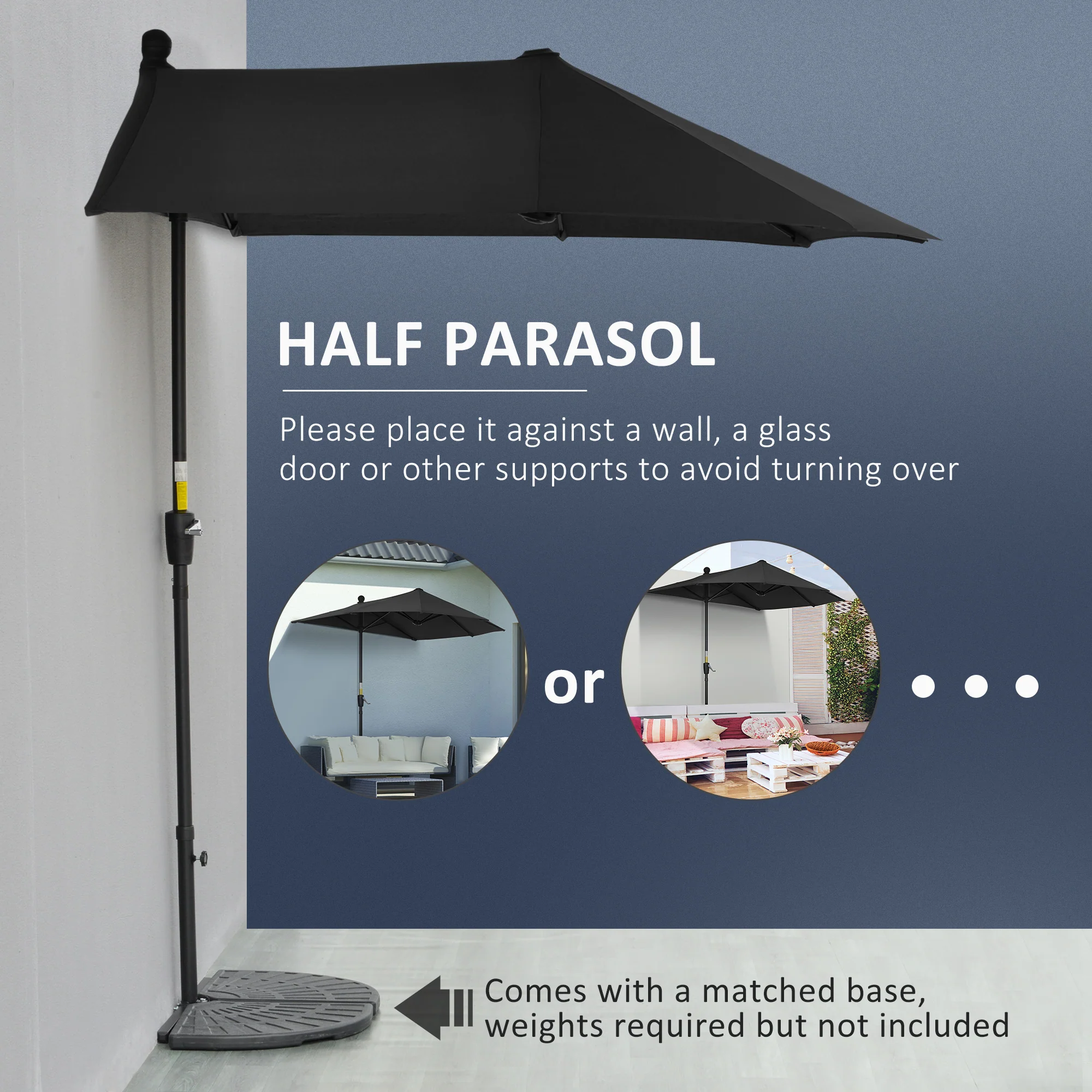 6.6'x6' Double-Sided Market Umbrella with Crank Handle & Cross Base, Black - Image 6