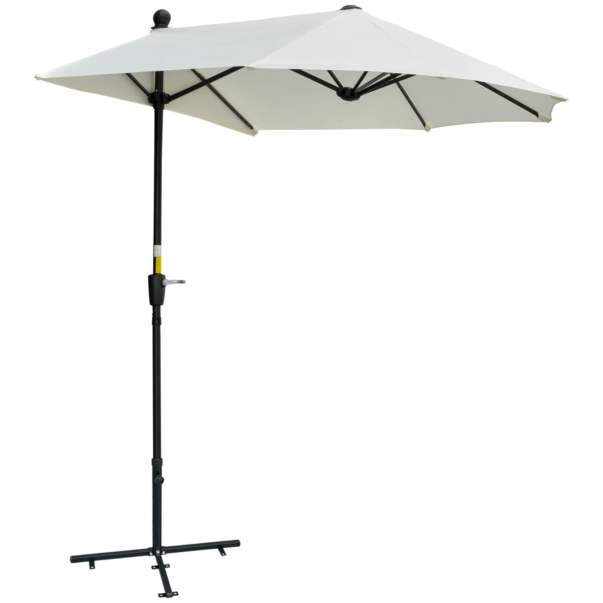 6.6'x6' Double-Sided Market Umbrella with Crank Handle & Cross Base, Cream White - Image 12