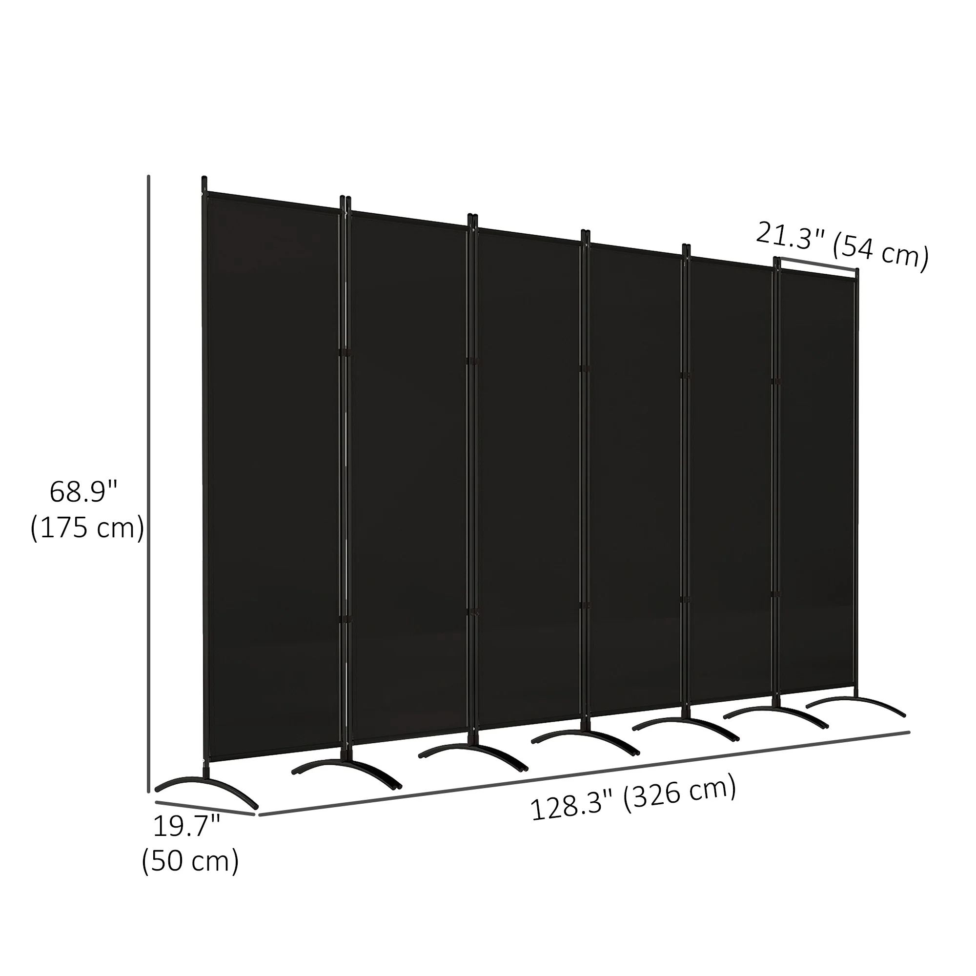 6 Panel Folding Privacy Screen, 5.7FT Tall Room Divider with UV30+ Protection, Black - Image 5