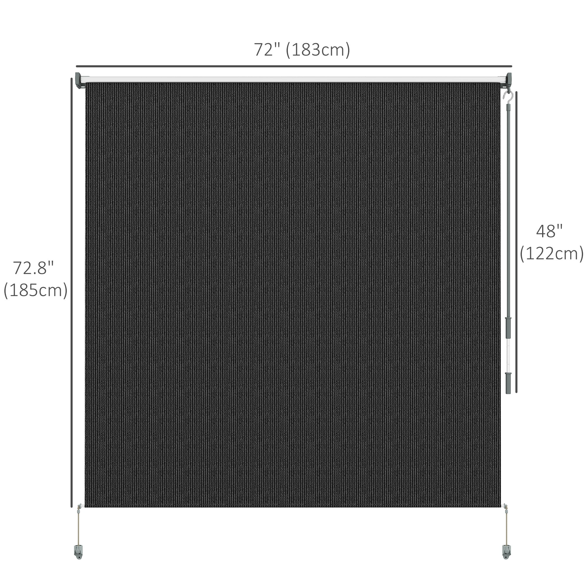 6'W x 6'H Roller Shades for Porch Balcony Gazebo, Black - Image 5