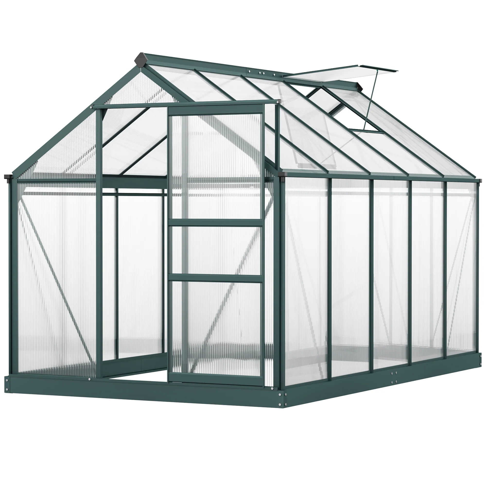 BloomGreen 6' x 10' x 6.6' Polycarbonate Greenhouse with Aluminum Frame, Green - Image 2