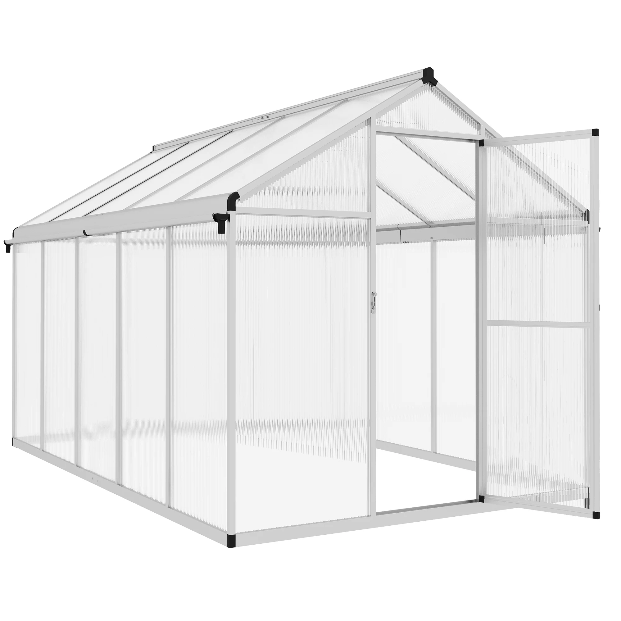BloomGreen 6 x 10ft Polycarbonate Greenhouse with Aluminium Frame and Foundation, Clear - Image 2