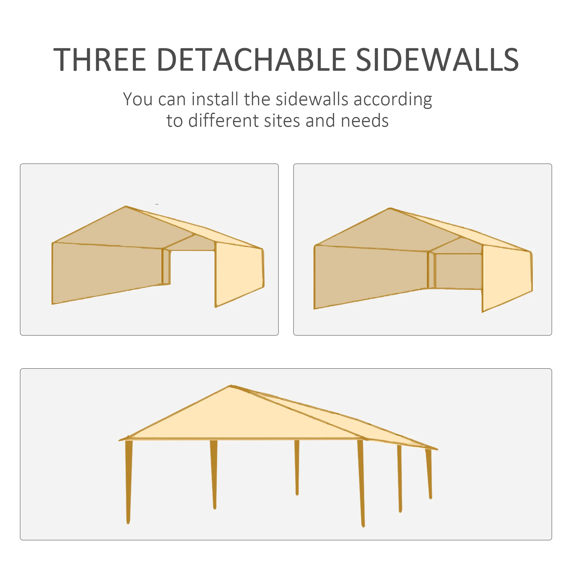 6 x 3 m Patio Gazebo Canopy Tent with Removable Walls, for Outdoor Party Wedding, Black - Image 8