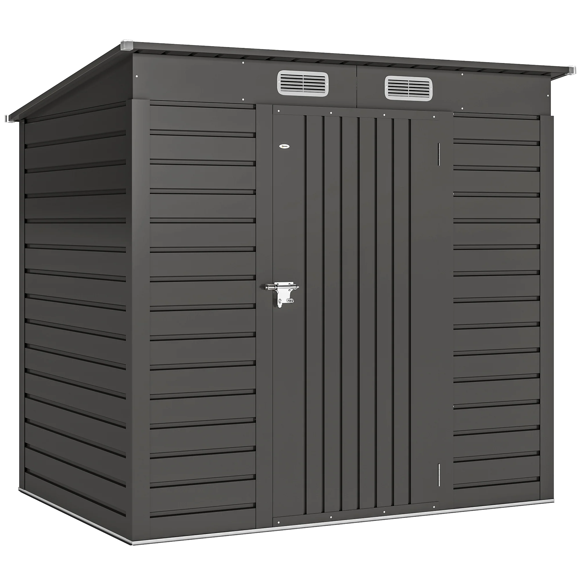 EverBase 6' x 4' Galvanized Metal Storage Shed with Lockable Door and 2 Vents, Grey - Image 12
