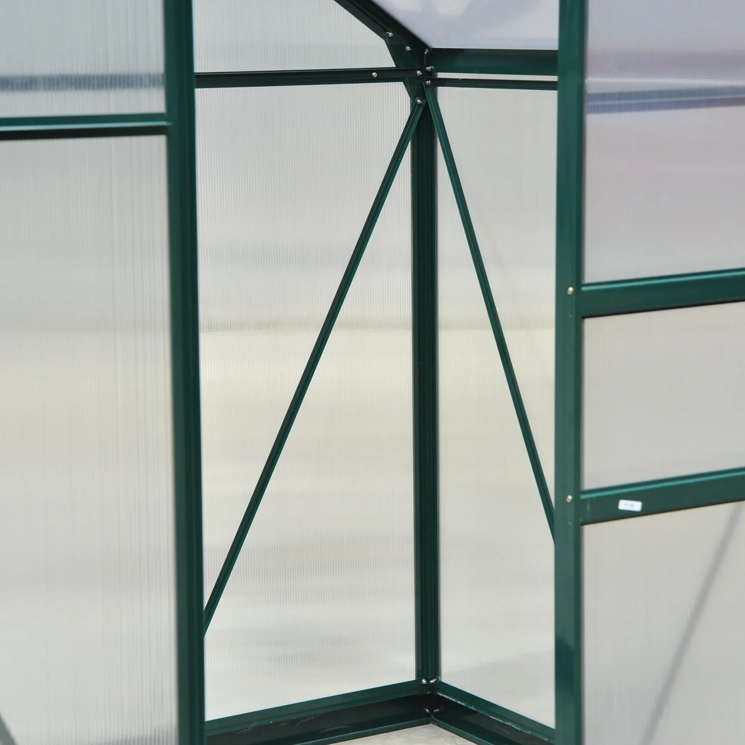 6 x 4ft Walk-in Polycarbonate Greenhouse w/ Aluminium Frame, Slide Door & Window, Dark Green - Image 10