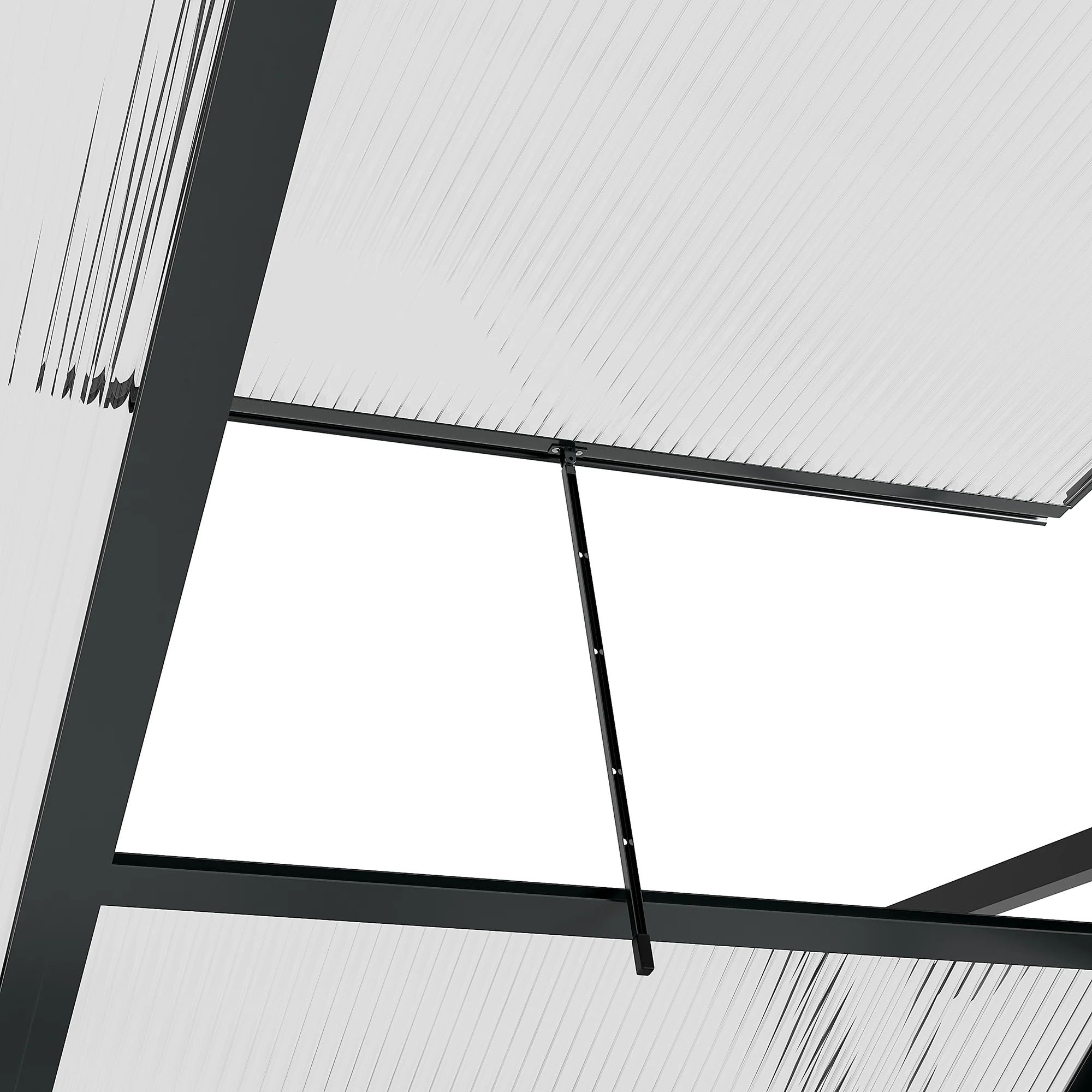 6 x 4ft Walk-in Polycarbonate Greenhouse with Aluminium Frame, Slide Door & Window, Grey - Image 11
