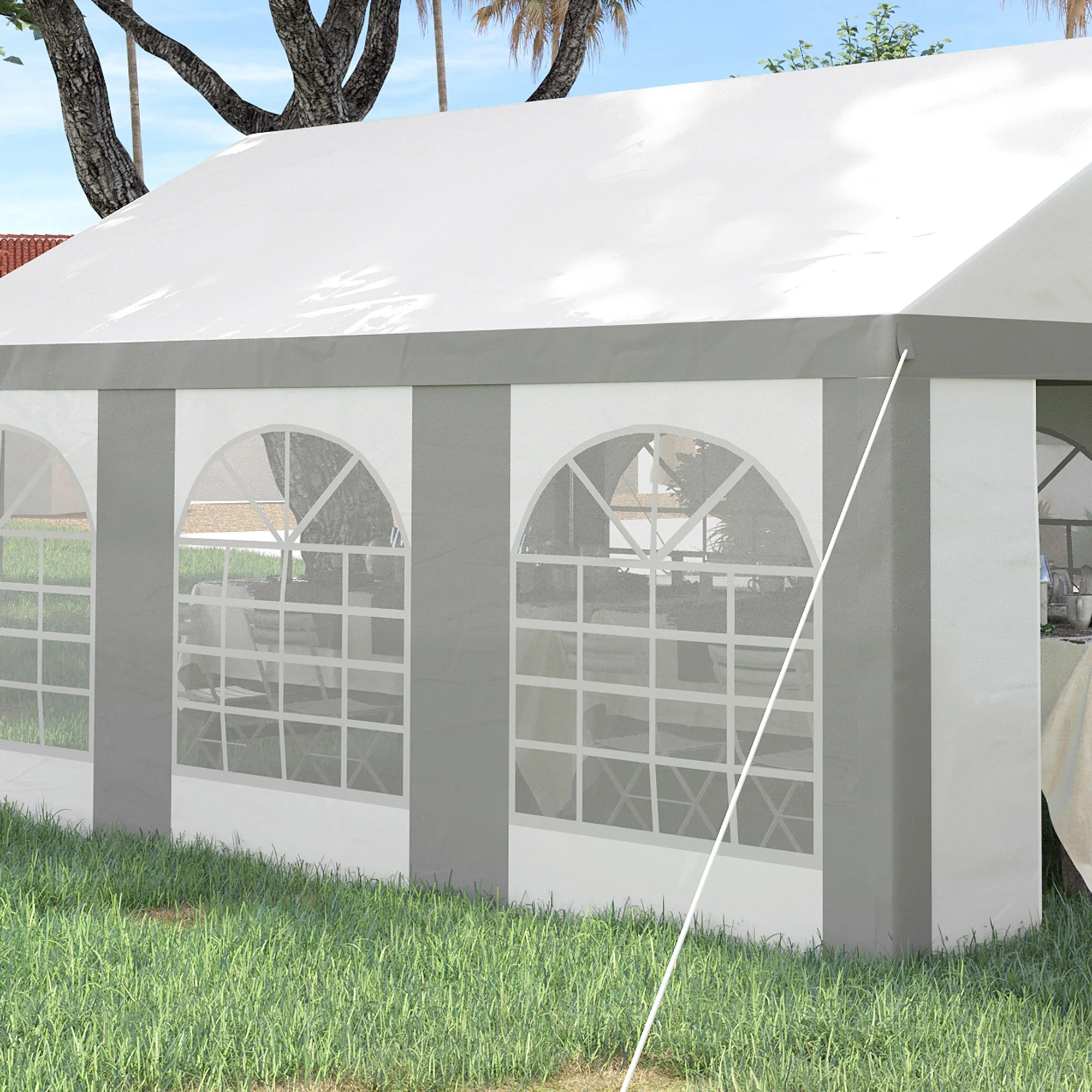 6 x 4m Galvanised Party Tent, Marquee Gazebo with Sides, 6 Windows & Double Doors - Image 11