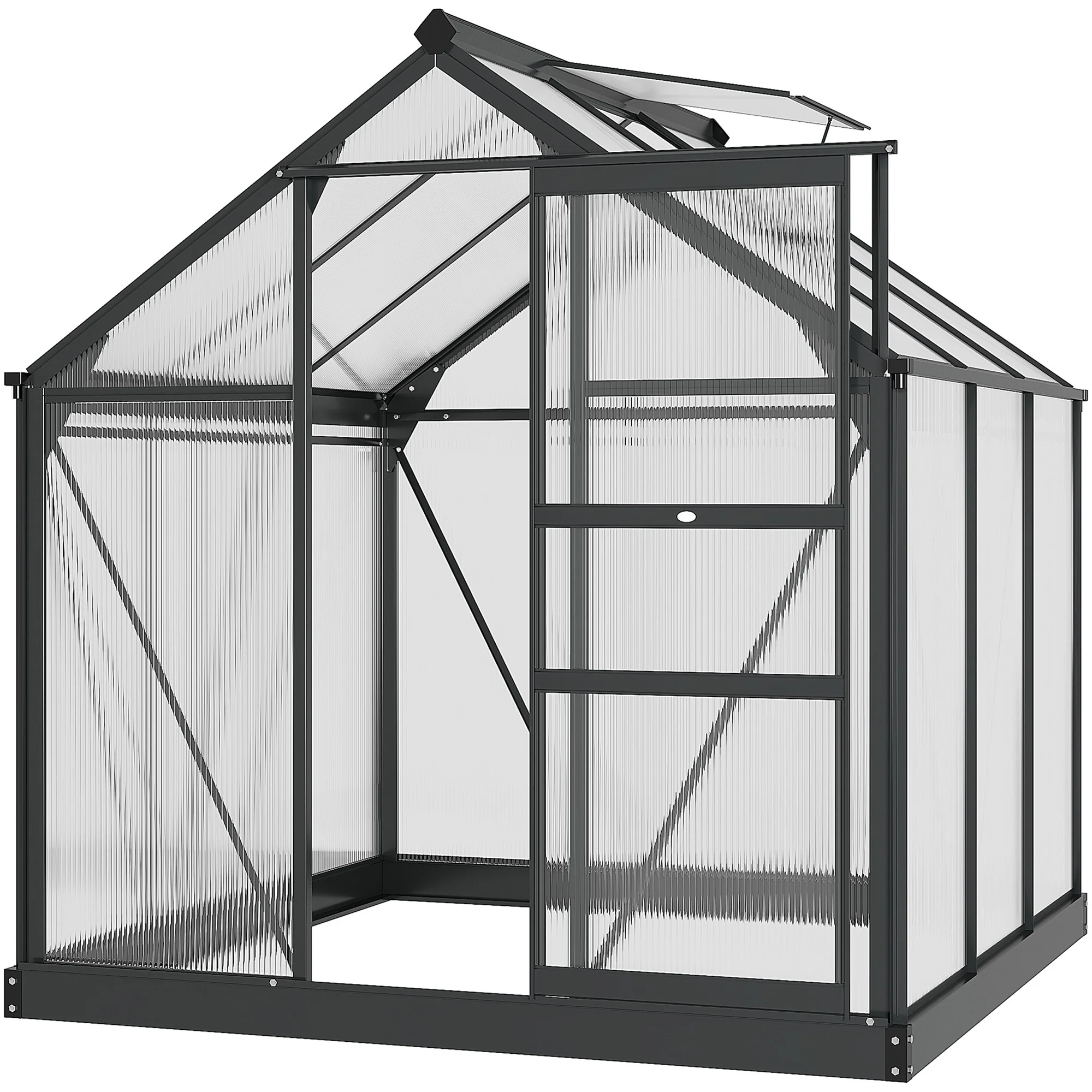 BloomGreen 6' x 6' x 6.6' Polycarbonate Greenhouse with Aluminum Frame, Grey - Image 4