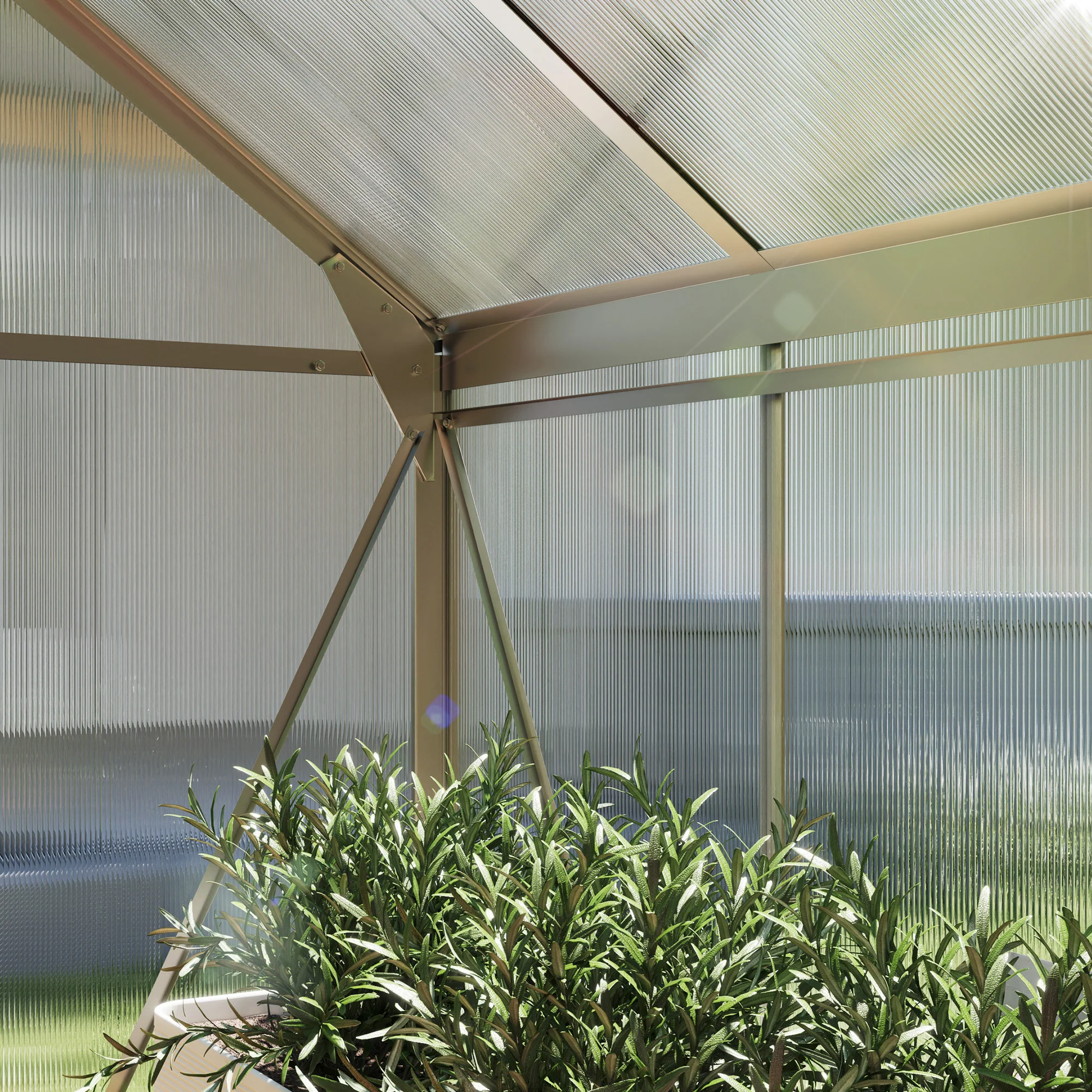 BloomGreen 6' x 6' x 6.6' Polycarbonate Greenhouse with Aluminum Frame, Silver - Image 10