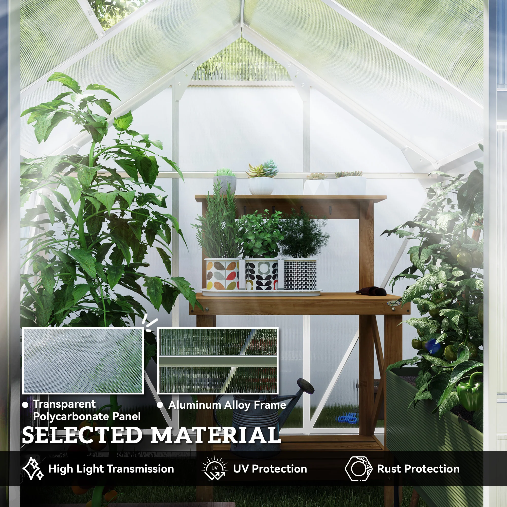 BloomGreen 6' x 6' x 6.6' Polycarbonate Greenhouse with Aluminum Frame, Silver - Image 7