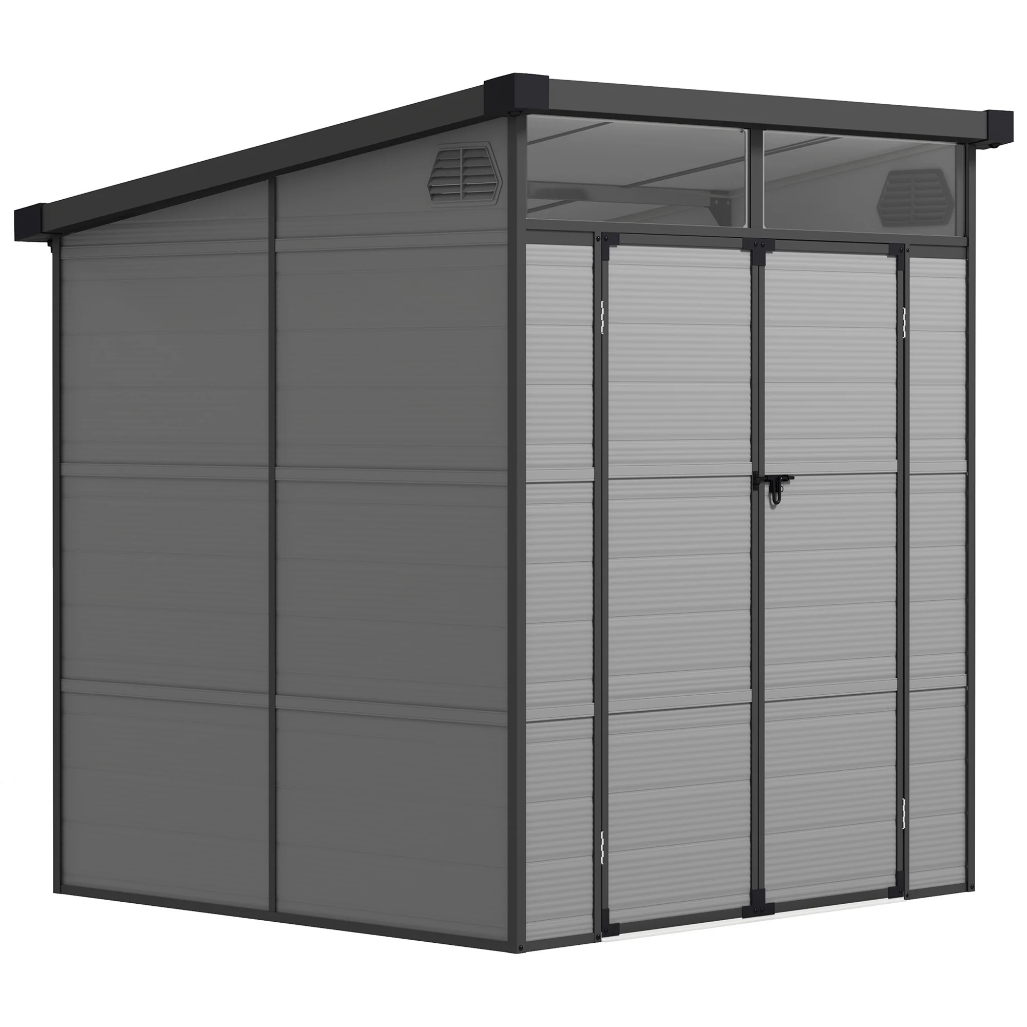 6 x 6ft Outdoor Storage Shed with Latch Doors for Garden, Light Grey - Image 12