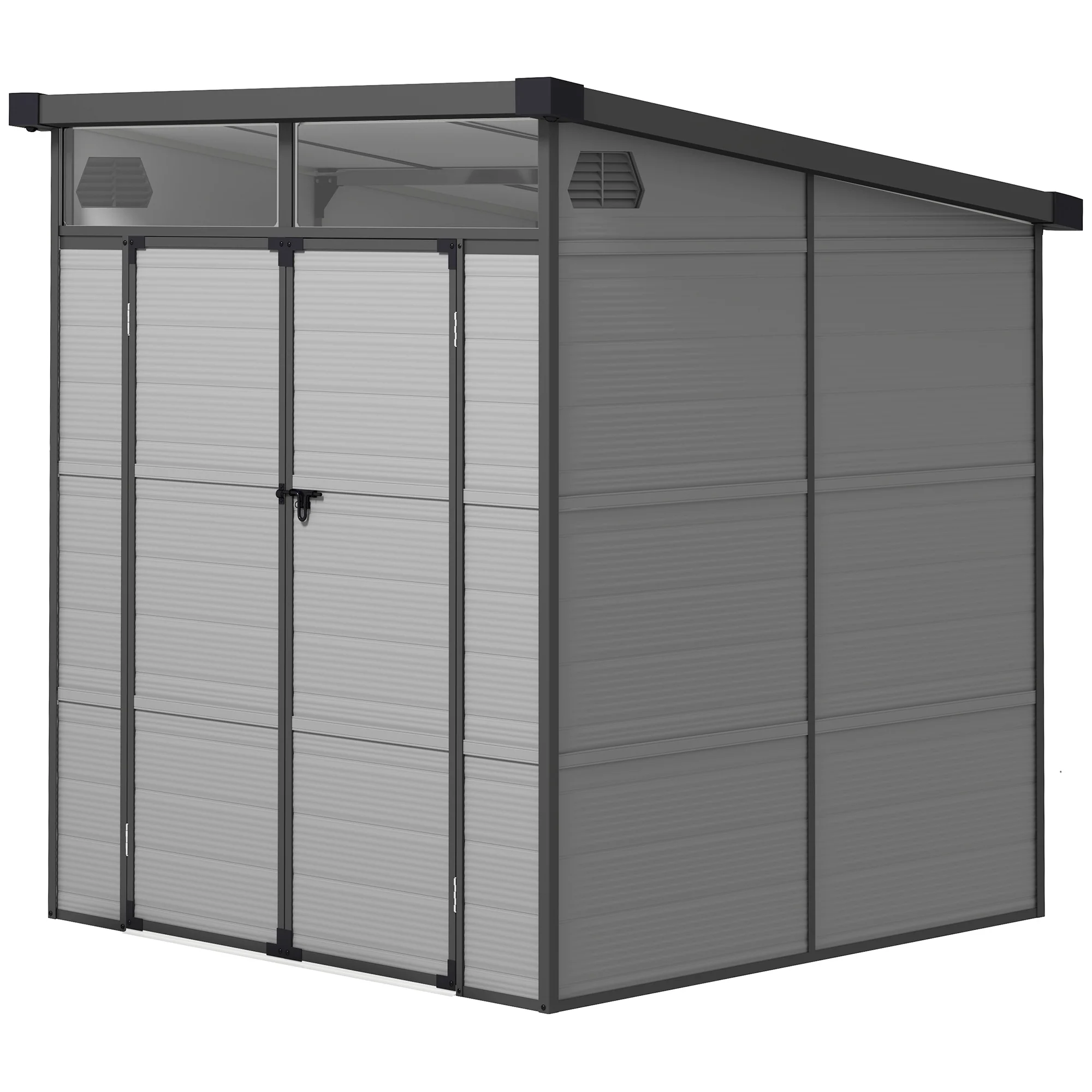 6 x 6ft Outdoor Storage Shed with Latch Doors for Garden, Light Grey - Image 2