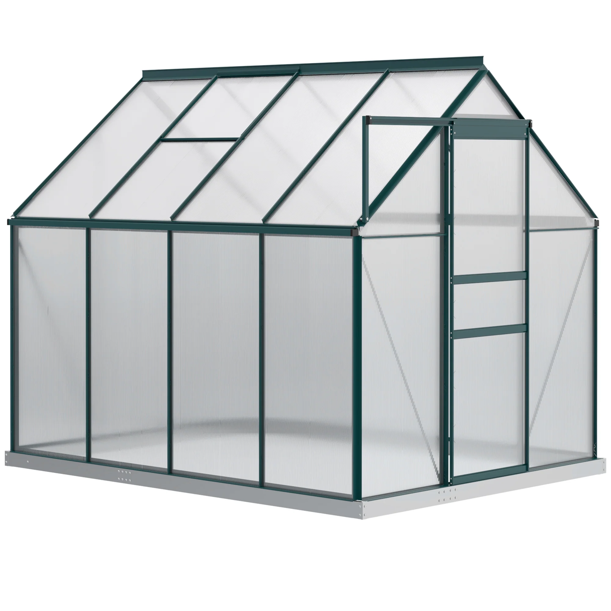 BloomGreen 6' x 8' x 6.5' Polycarbonate Greenhouse with Adjustable Roof Vent & Sliding Door, Green - Image 2