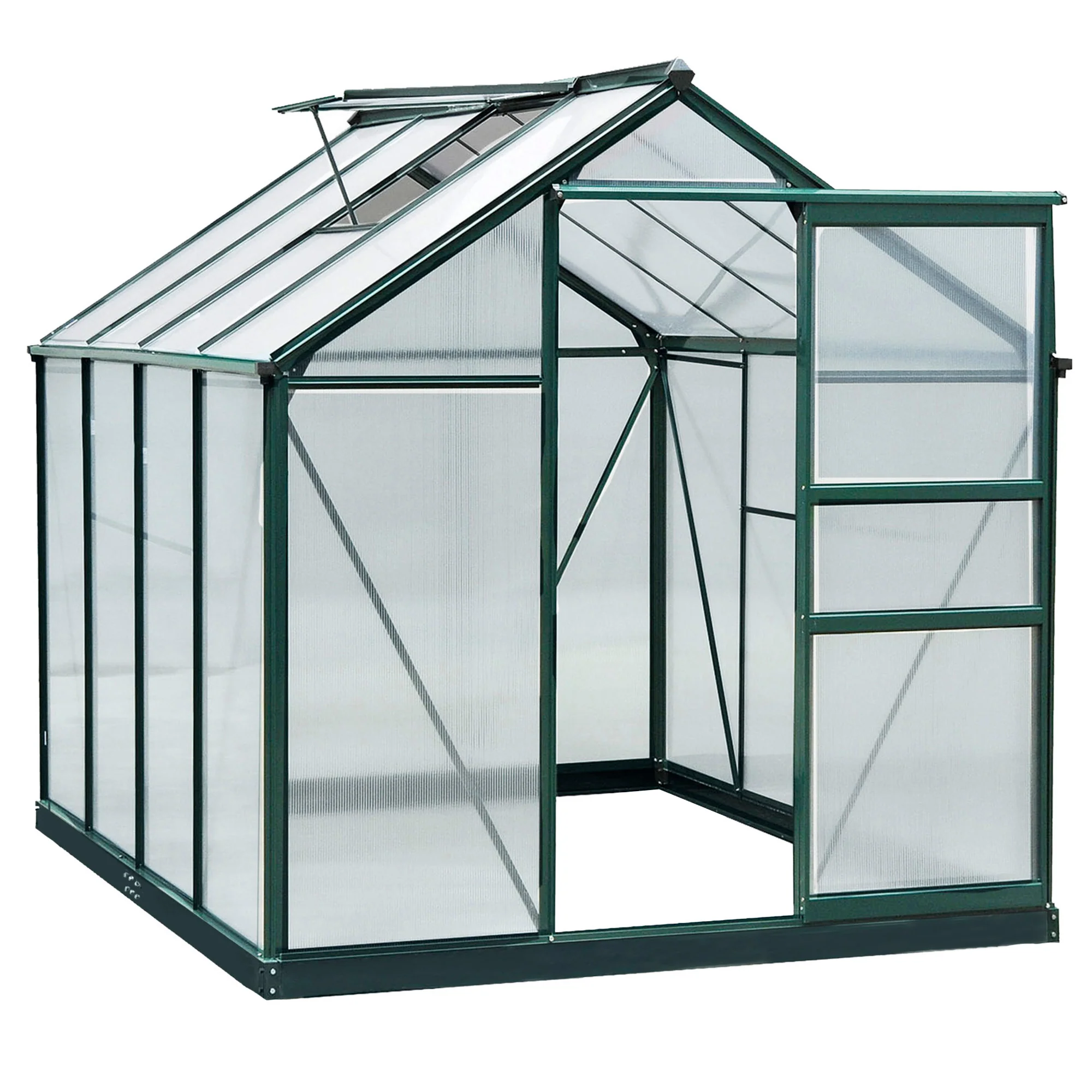 BloomGreen 6' x 8' Greenhouse with Rain Gutter and Roof Vent Dark Green - Image 15