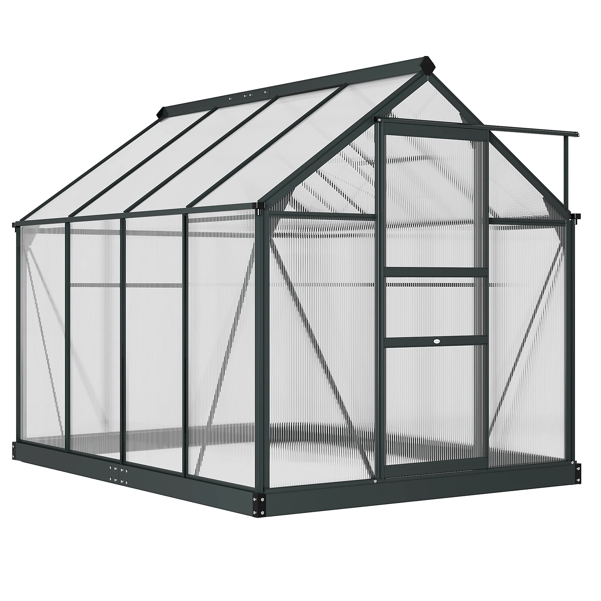 BloomGreen 6 x 8ft Large Polycarbonate Greenhouse with Aluminium Frame, Slide Door & Window, Grey - Image 12