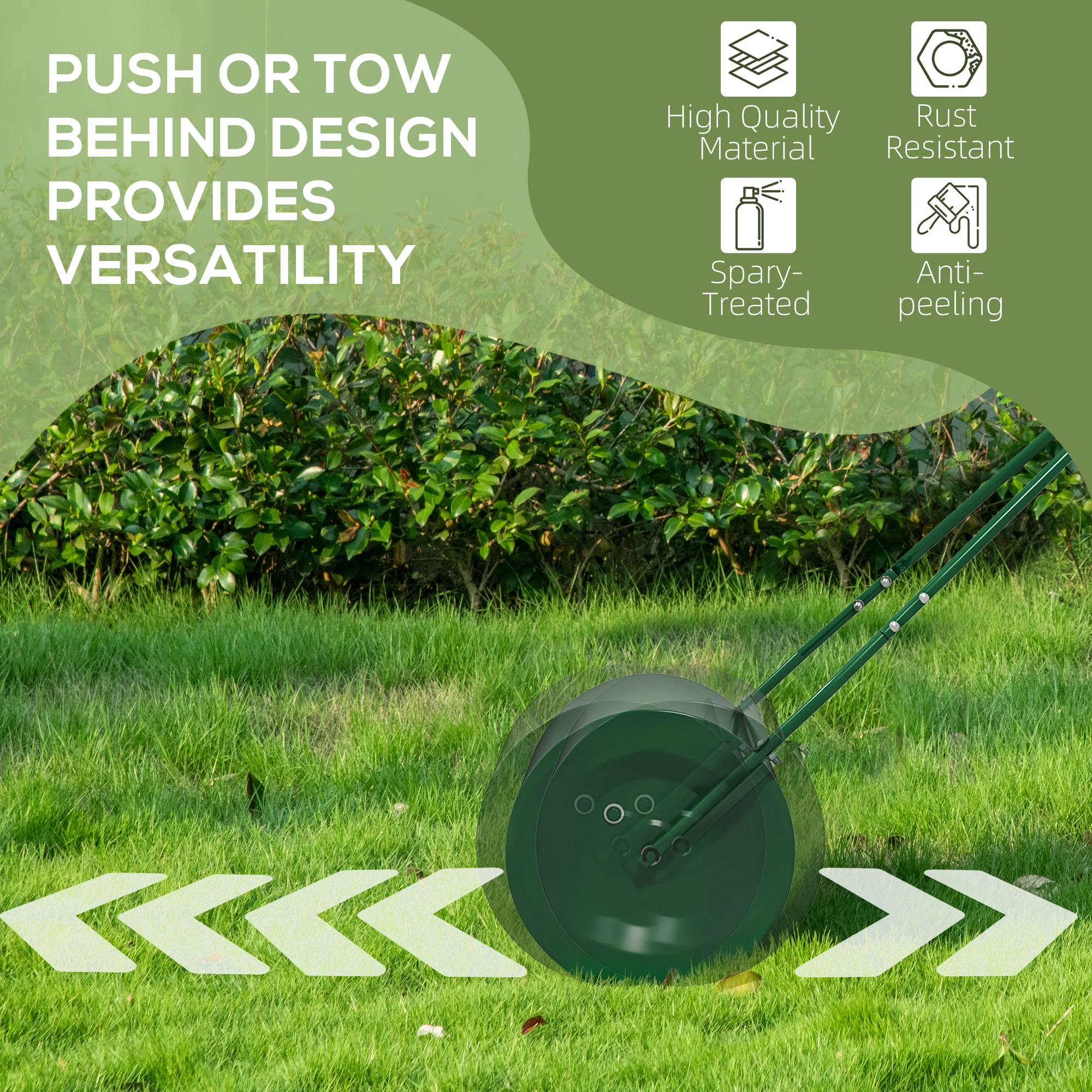 63L Heavy Duty Water/Sand Filled ¦µ32cm Garden Steel Lawn Roller, Dark Green - Image 8