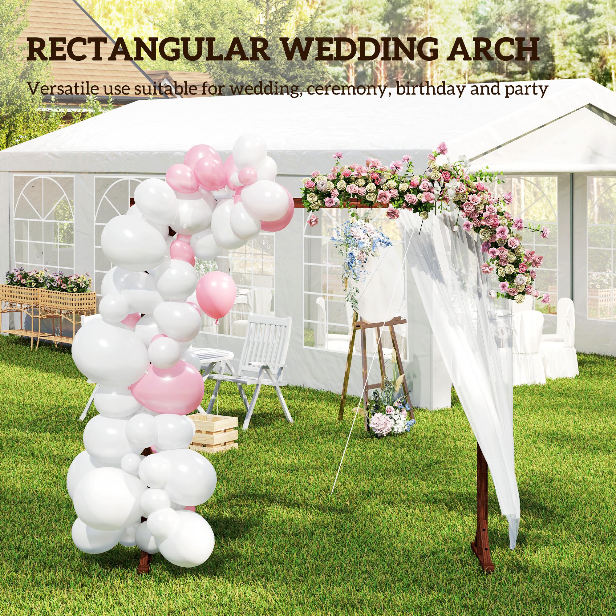 7.3FT Rectangular Wedding Arch for Ceremony, Backdrop Stand w/ Ground Stakes, Dark Brown - Image 6