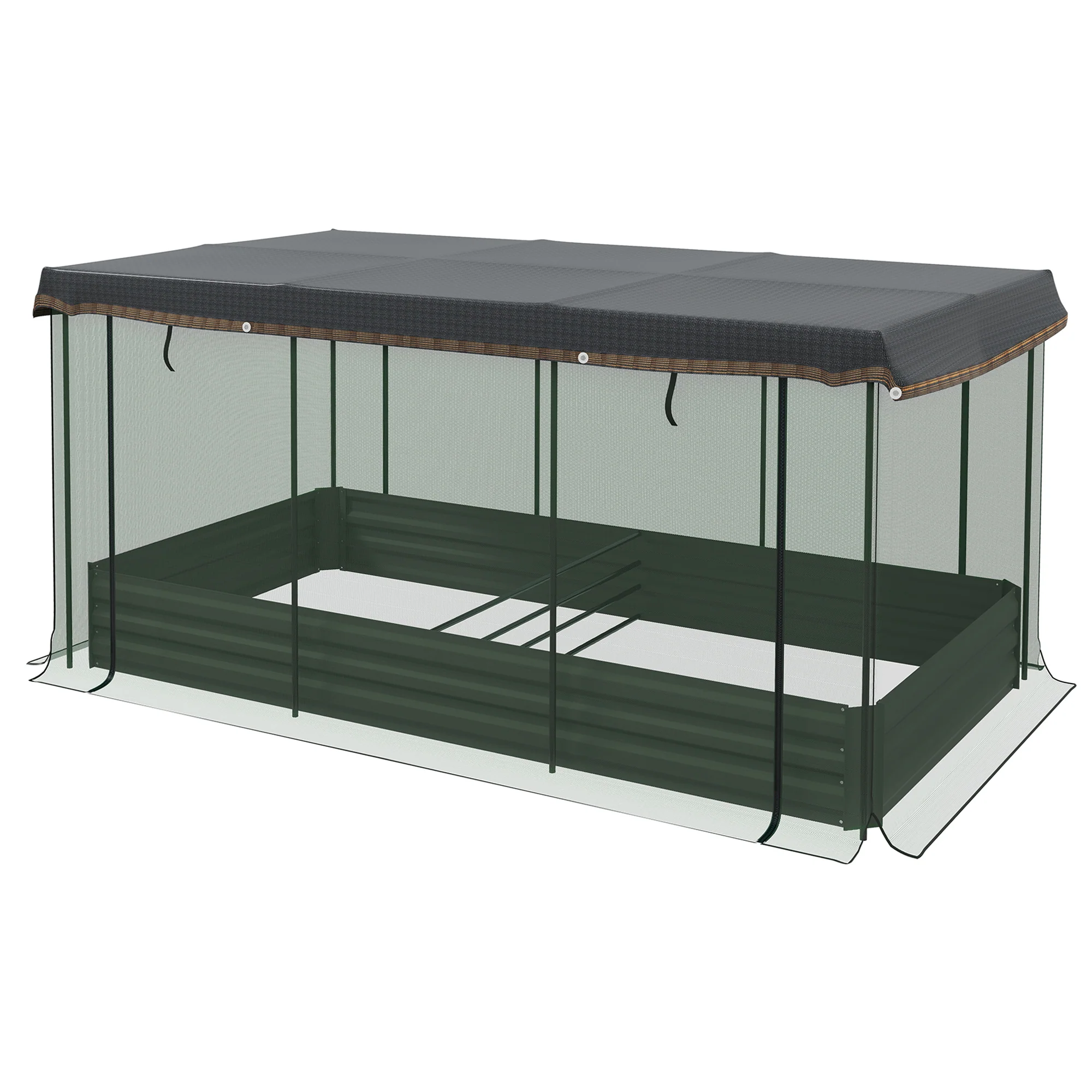 7.5' x 3.6' Galvanized Raised Garden Bed with Cover, Crop Cage, Shade Cloth, Grey - Image 2