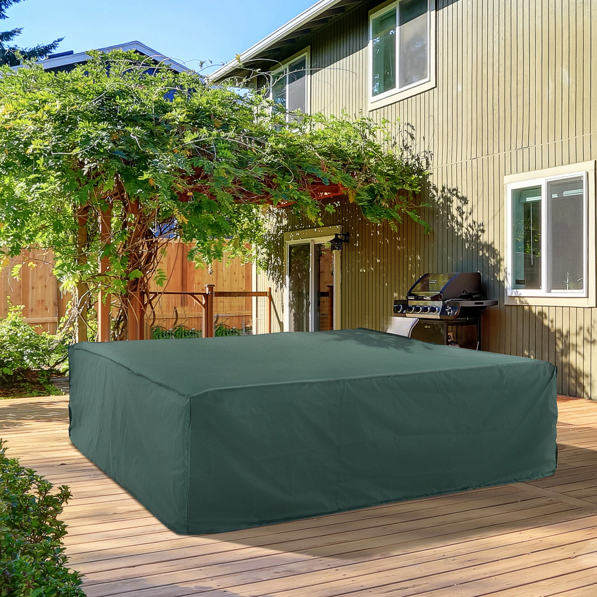 Large Patio Garden Furniture Set Waterproof Cover, 90.6" L x 90.6" W x 27.6" H, Green - Image 3