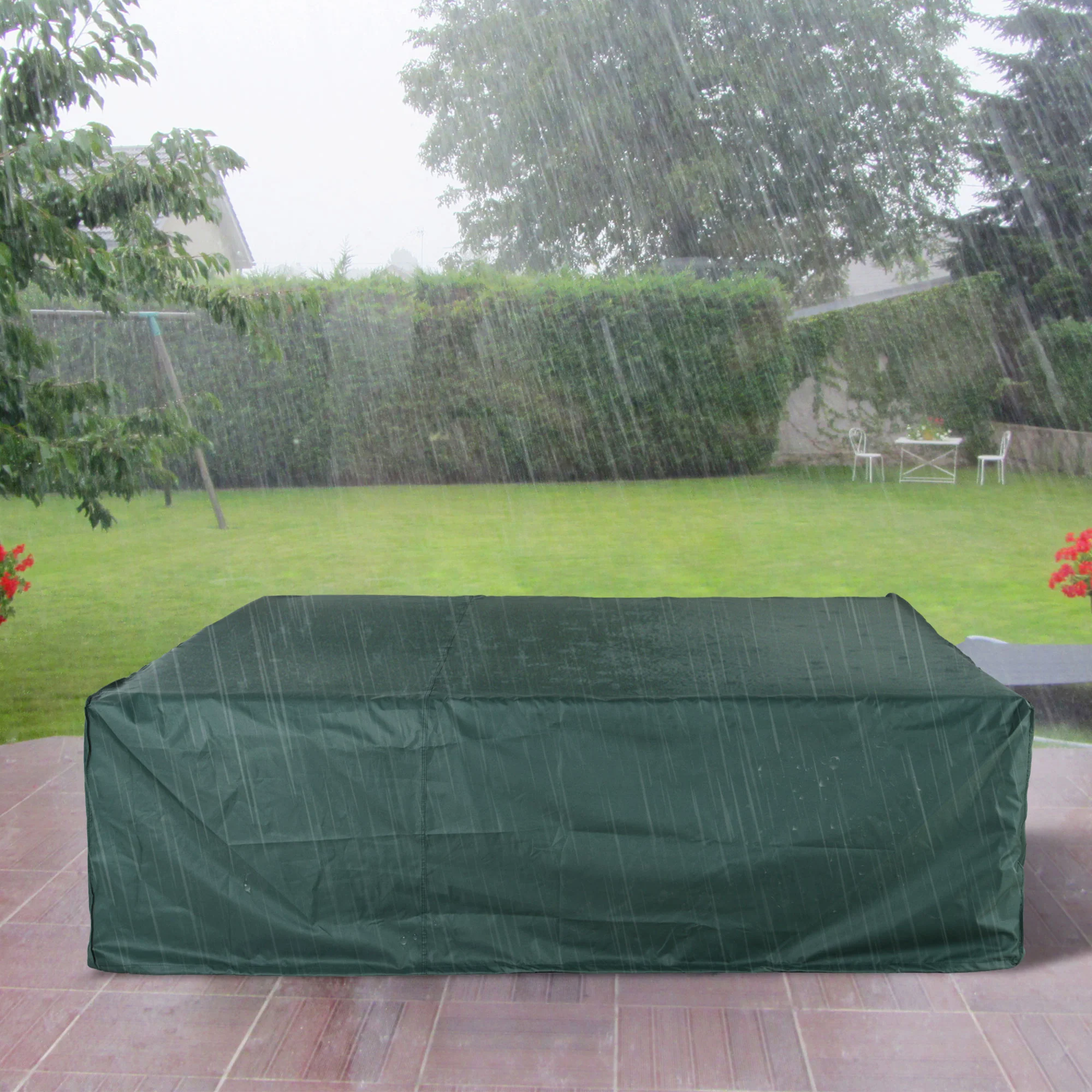 Large Patio Garden Furniture Set Waterproof Cover, 90.6" L x 90.6" W x 27.6" H, Green - Image 4