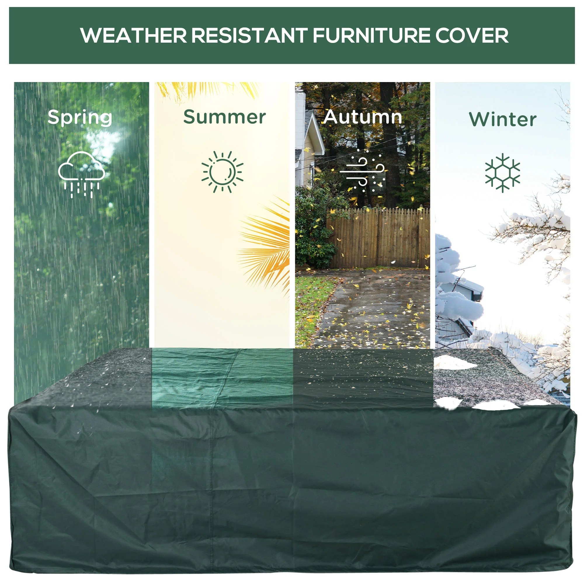 Large Patio Garden Furniture Set Waterproof Cover, 90.6" L x 90.6" W x 27.6" H, Green - Image 8