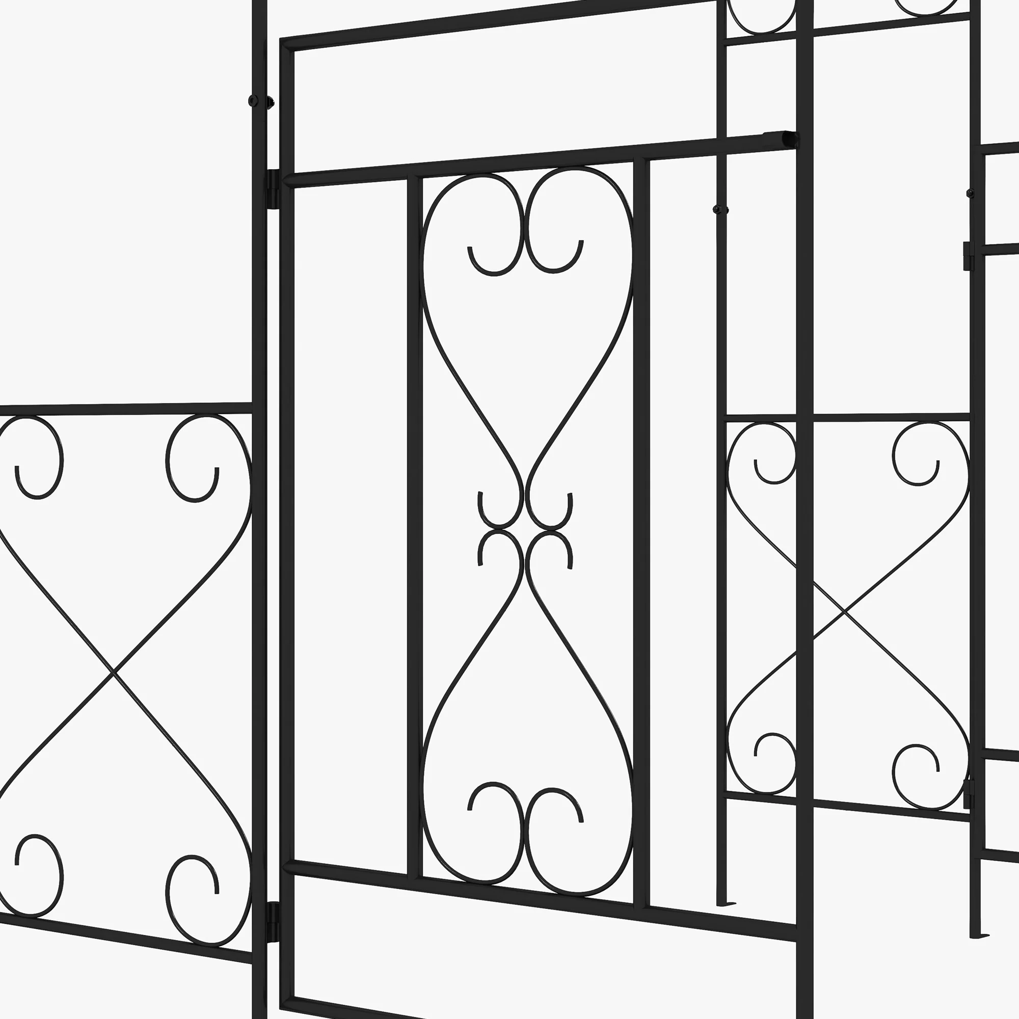 7.6FT Metal  Wedding Garden Arch with Gate, Arbor Trellis for Outdoor Garden, Black - Image 10