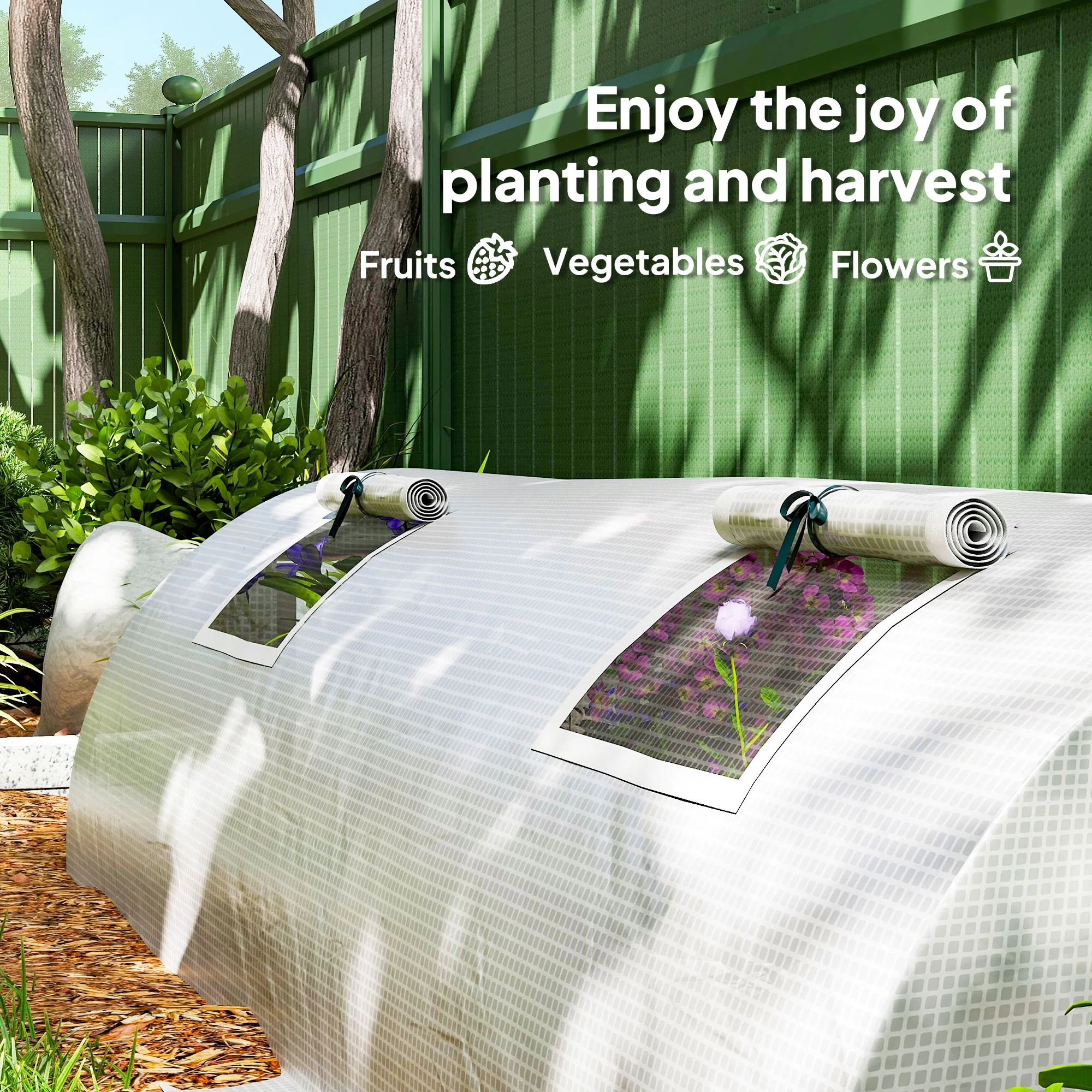 Portable Mini Greenhouse, Tunnel Growing Tent with 5 Mesh Windows and Steel Frame,7' x 3' x 2', White - Image 9