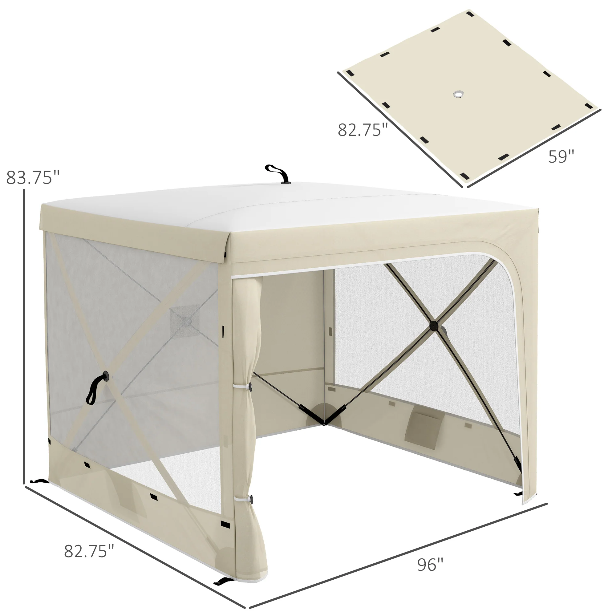 7' x 8' Pop Up Canopy Tent, UV-Resistant Camping Tent Event Shelter with Curtains, Nettings and Carrying Bag, for Garden, Patio, Hiking, Backpacking and Travelling, White - Image 5