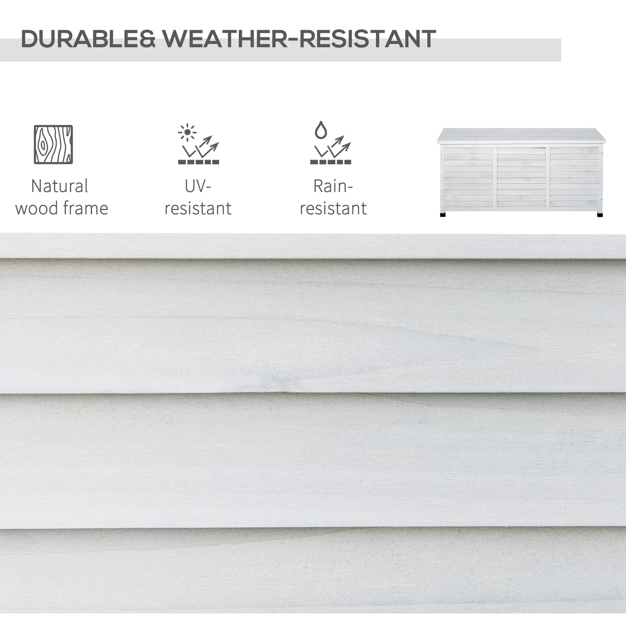 75 Gallon Wooden Deck Box with Weather-Resistant Finish, White - Image 9