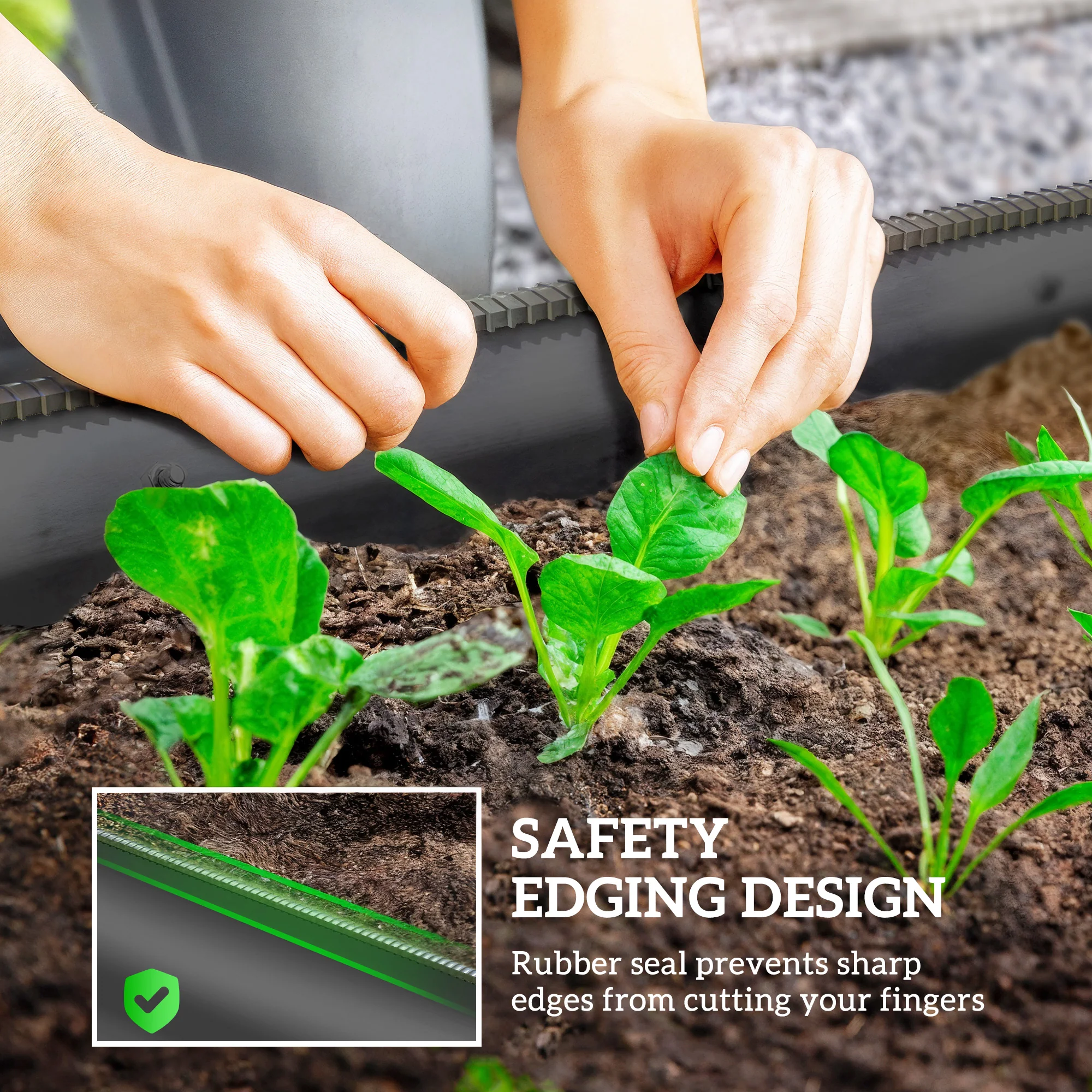 8' x 2' x 1' Galvanized Raised Garden Bed Kit, Outdoor Metal Elevated Planter Box with Safety Edging, Easy DIY Stock Tank for Growing Flowers, Herbs & Vegetables, Dark Gray - Image 8