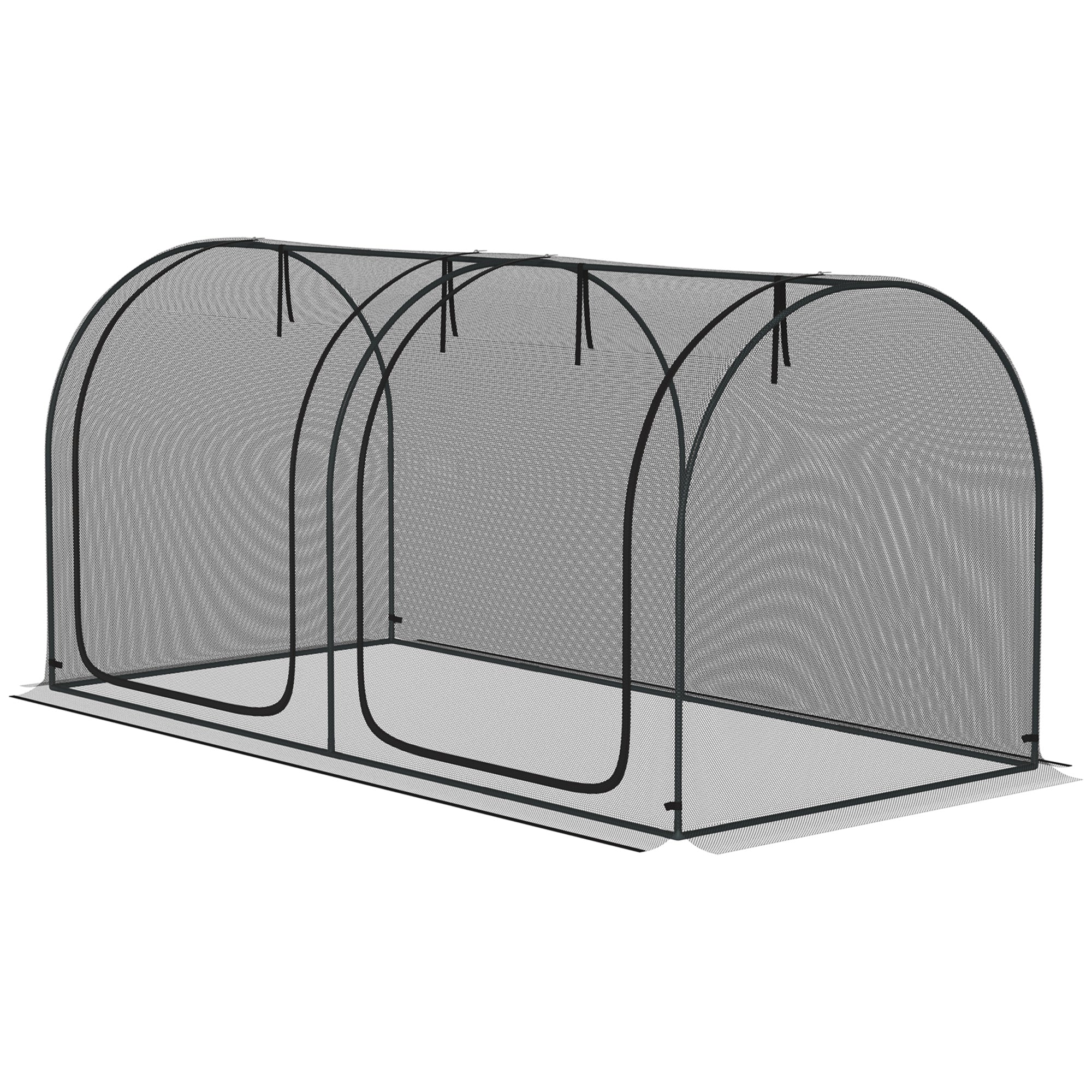 8' x 4' Crop Cage with 2 Zippered Doors & Stakes, Black - Image 2